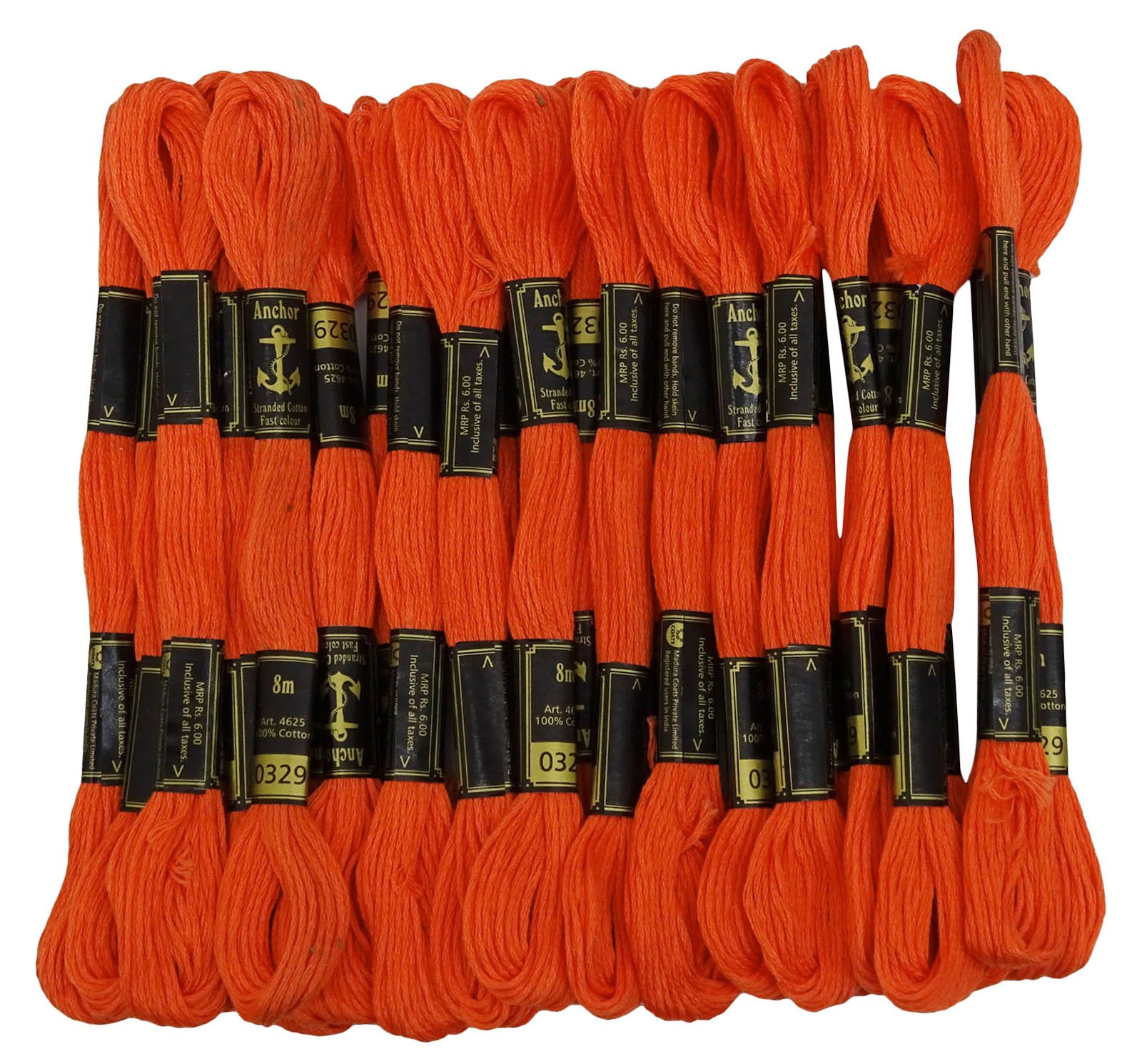 Anchor Orange Hand Cross Stitch Stranded Cotton Embroidery Thread Floss Pack Of 25 Skeins
