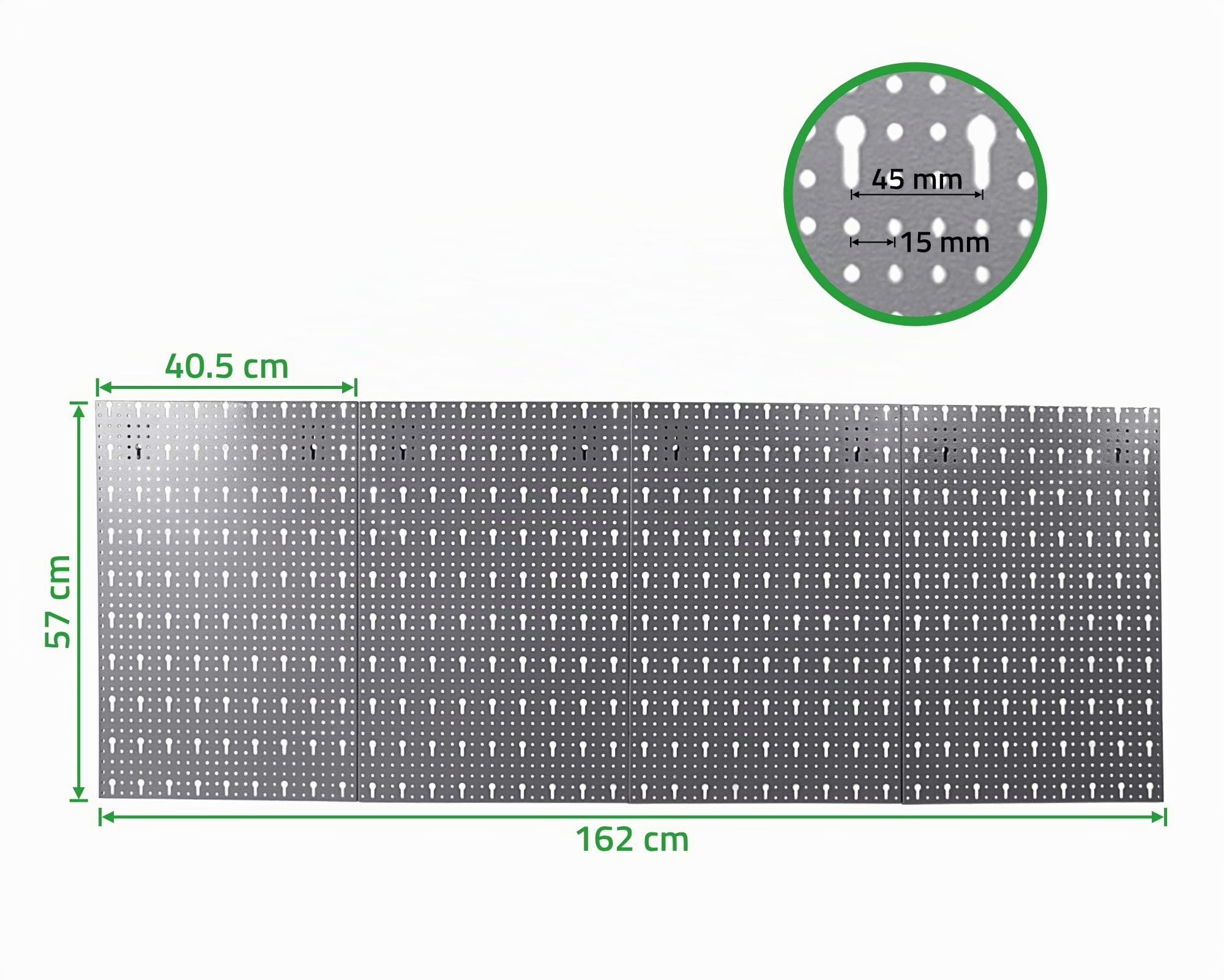 Ondis24 große Werkzeugwand Metall Lochwand mit 50 Haken, 162 x 57 cm groß, Lochwand für Werkstatt (Variante 2)