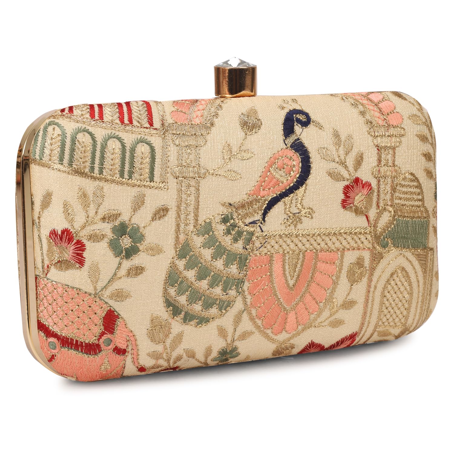 LONGING TO BUY Hand Crafted Designer Box Clutch - Zari Embroidery For Women