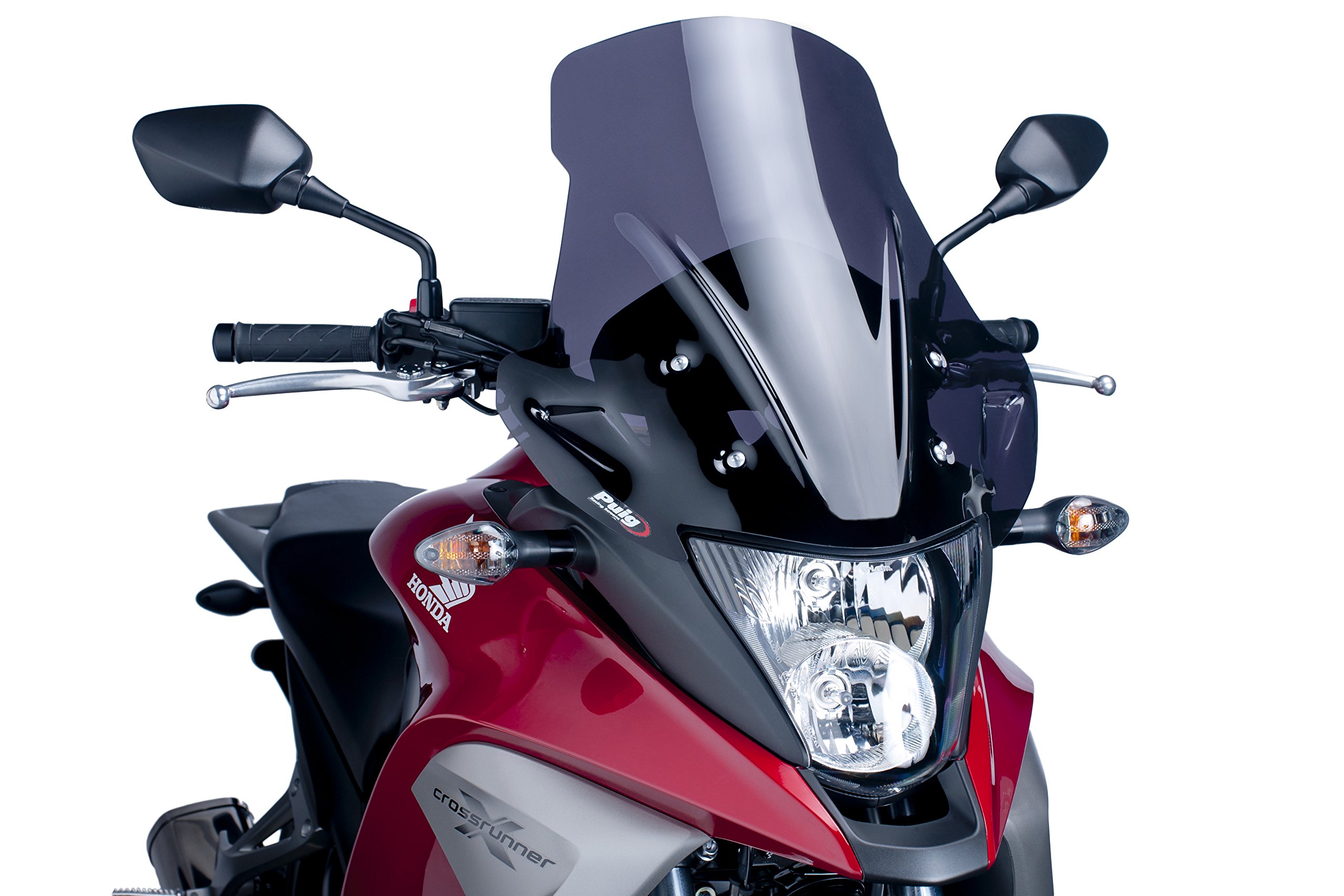 Puig 5639F High and aerodynamic Touring windscreen in 4 mm CN acrylic with rounded profile, flat upper area and deflectors that improve protection, Dark Smoke