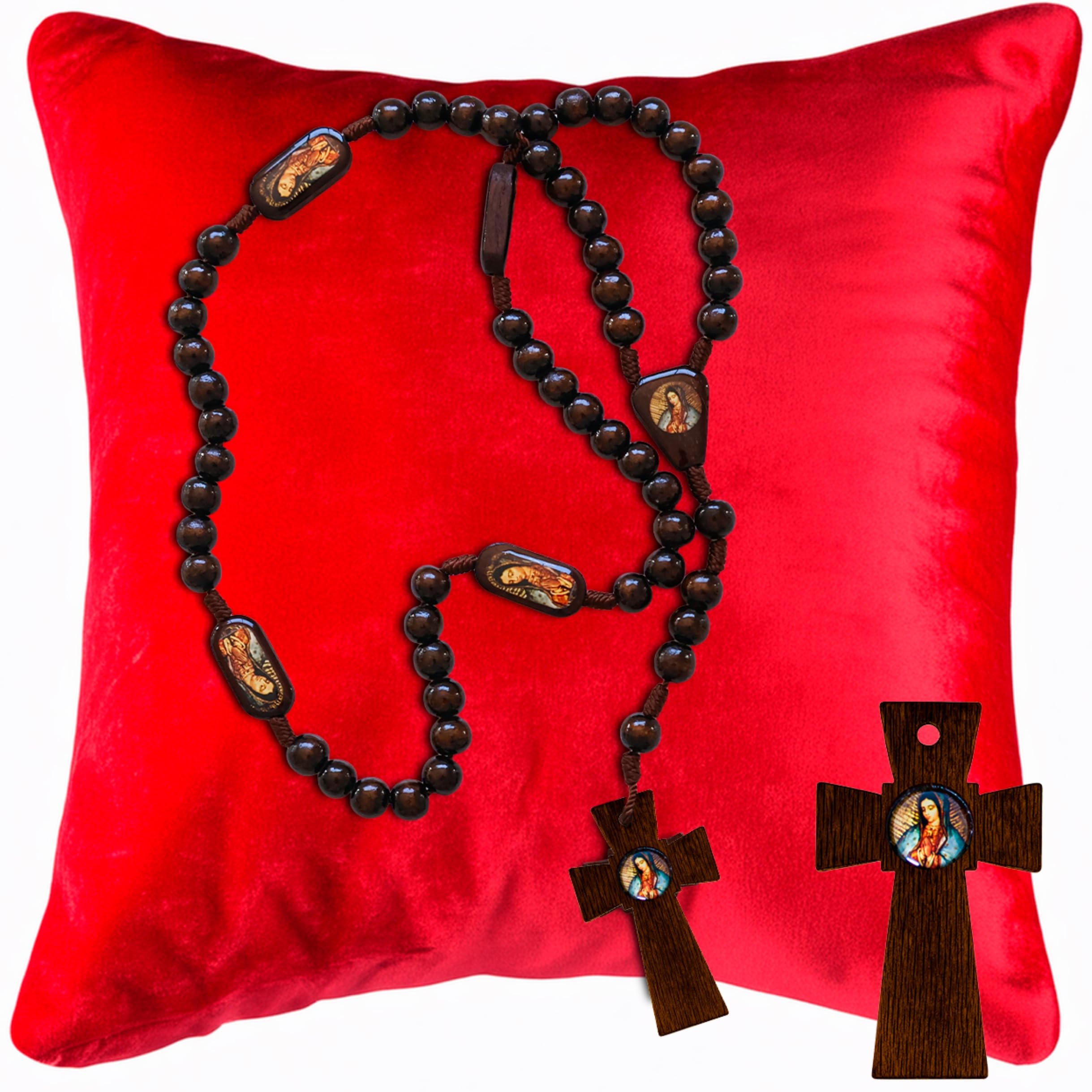 Rosarios de our virgen de guadalupe made of pine wood - Rosarios catolicos para recuerdos - Rosario de San Judas Tadeo - Our lady of Guadalupe rosary