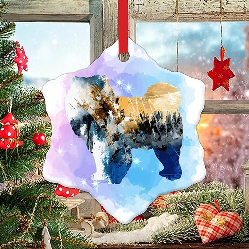 Miniatura 9 de Acuarela perro Chow Chow Decoración de Navidad Adornos de cerámica Regalo para dueño de perro Adornos colgantes decorativos Chow Chow Silueta de