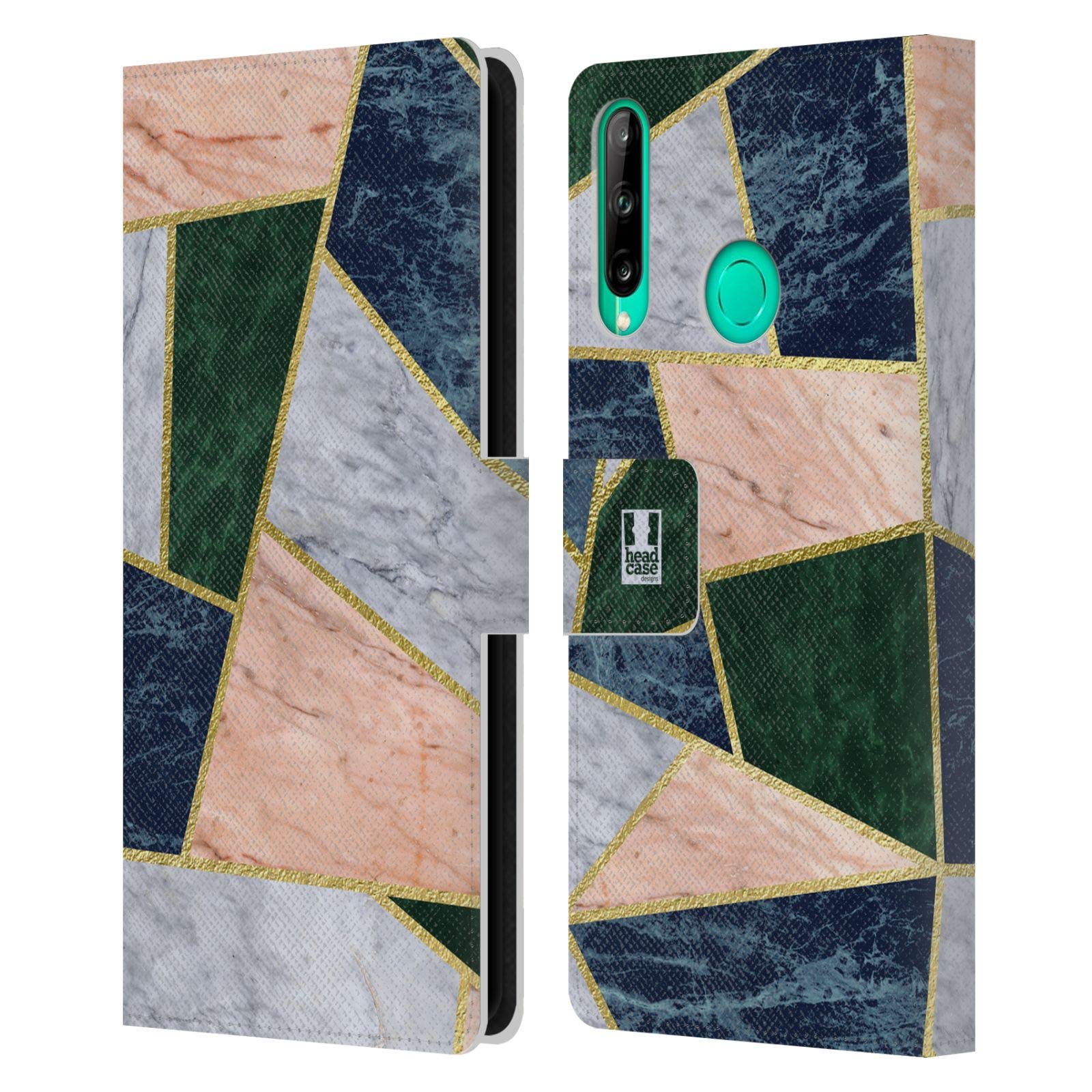 Head Case Designs Turtle Shell Geometric Marble Leather Book Wallet Case Cover Compatible With Huawei P40 lite E