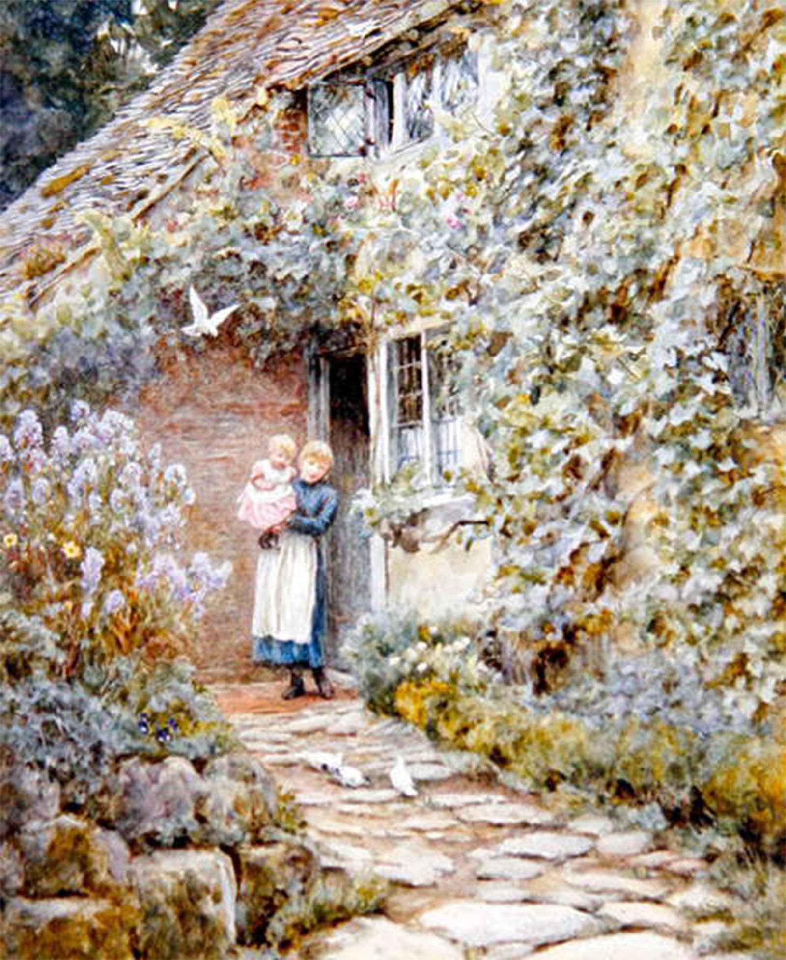 Cuadro sobre lienzo Vine Cottage de Helen Allingham para decorar tu dormitorio con encanto 5