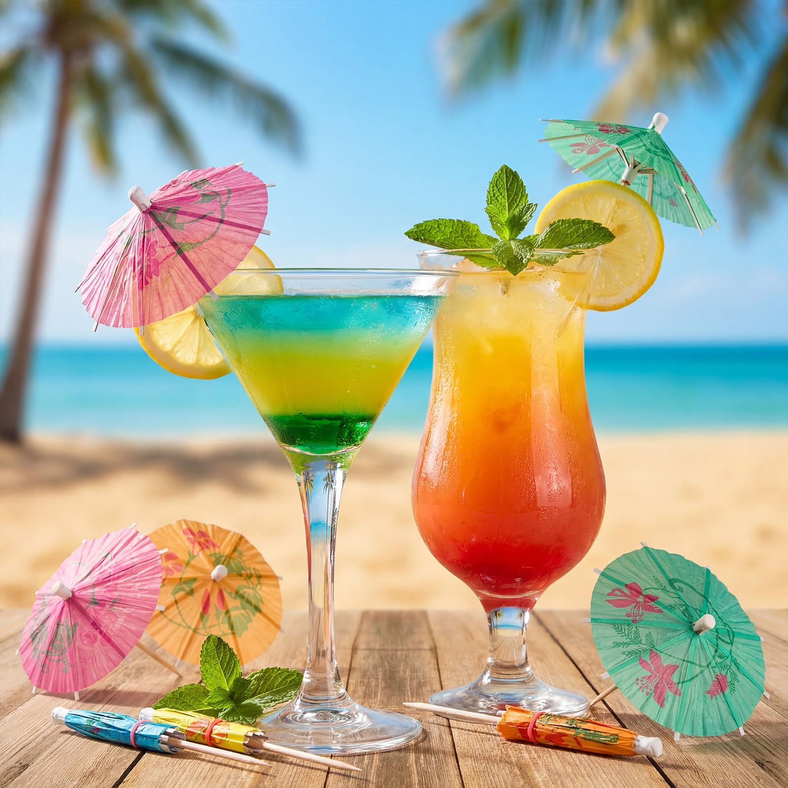 100 Pezzi Ombrelli da Cocktail, Ombrellini da Cocktails, Ombrellini Cocktail Hawaii, Decorazione Cocktails, Ombrellino da Cocktaill per Dolci, Torte, Bevande, Matrimoni, Spiaggia, Bar, Hawaiano Feste