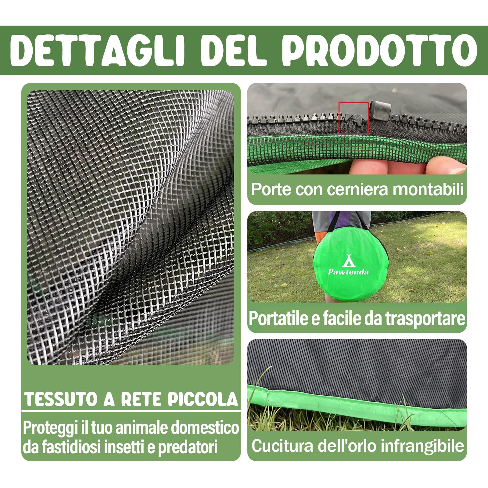 Pawtenda Recinzioni per Gatti da Esterno e Interno, Tenda Portatile con Tunnel, Catio Recintato per Gatti, Conigli e Cuccioli
