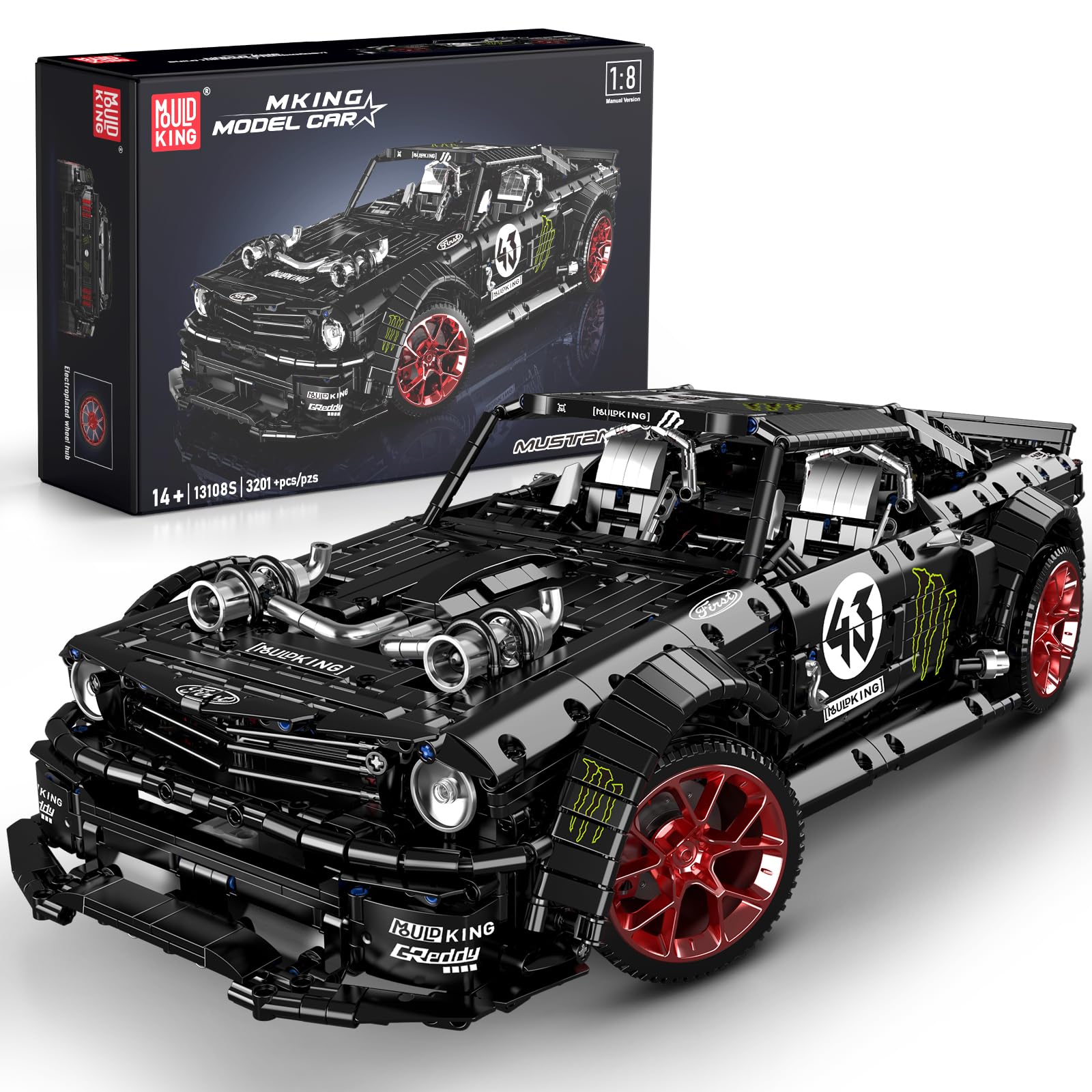 Mould King Technik Car Model Kit, Sports Car Clamping Blocks for Adults, 13108N Supercar Collector's Static Version Set for Car Lovers and Fans of Muscle Cars (3201 Pieces, No Motor)