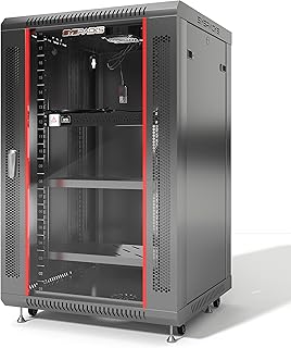 Network Data Cabinet - Rack Mount - Wall Mount IT Rack - Locking - Server Rack - 24-Inch deep Data Rack - Server Rack Cabinet with POWERBAR/Fan/Shelf/CASTERS/for Servers - A/V (22U 24"X24"X43")