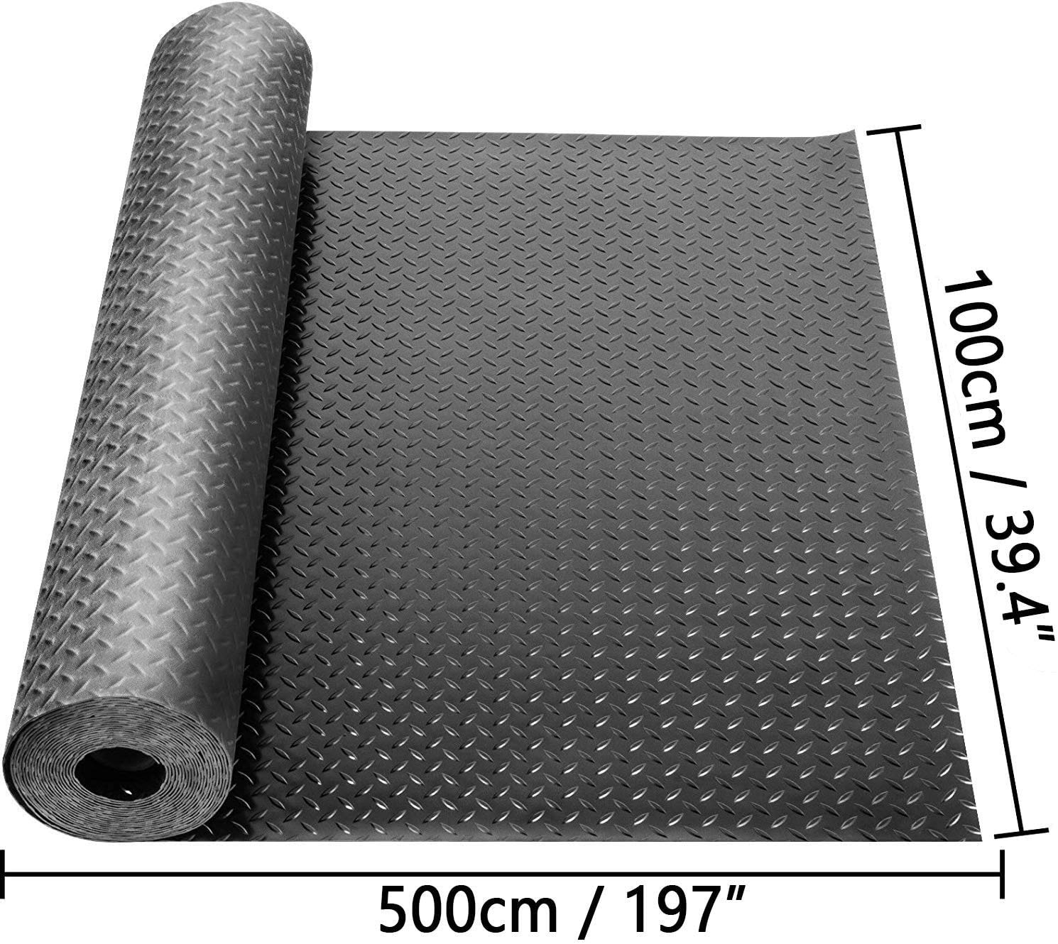 ybaymy Garage Floor Rubber Mat 5mx1m NonSlip Garage Flooring Mats 3mm