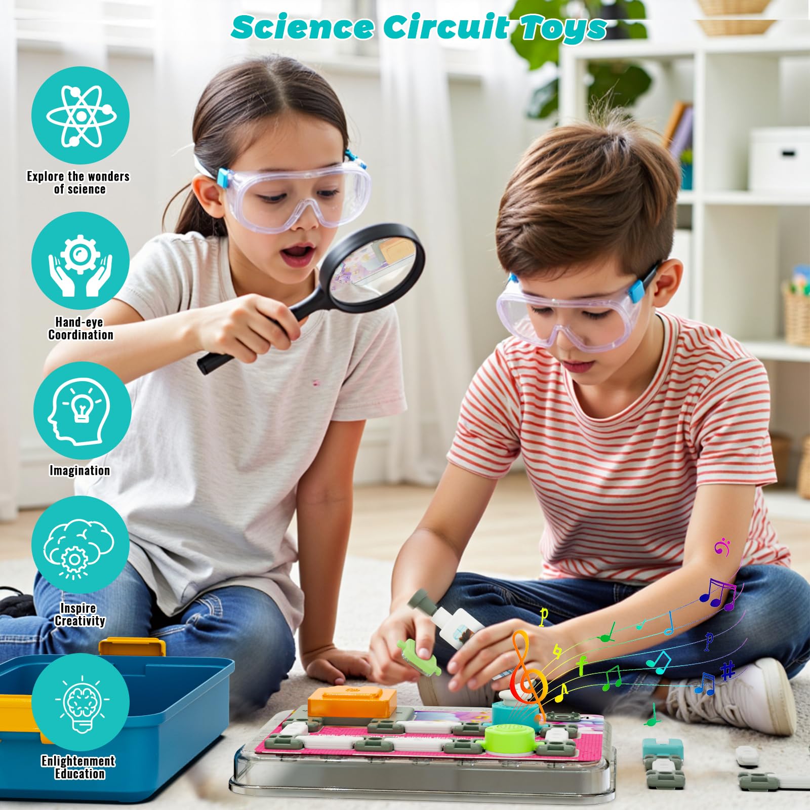Kits de ciencia para niños de 5 a 7 8 a 12 años, juguetes educativos STEM de aprendizaje con 58 piezas de circuito, más de 520 proyectos, juguete sensorial de viaje para niños y niñas, regalos de 5