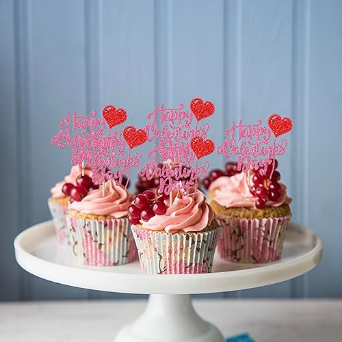 Miniatura 196 de Rsstarxi 36 Pack Happy Valentine's Day Cupcake Toppers Glitter Cupid Love Heart Lip Kiss Me Be Mine Cupcake Picks for Valentine's Day Theme Wedding