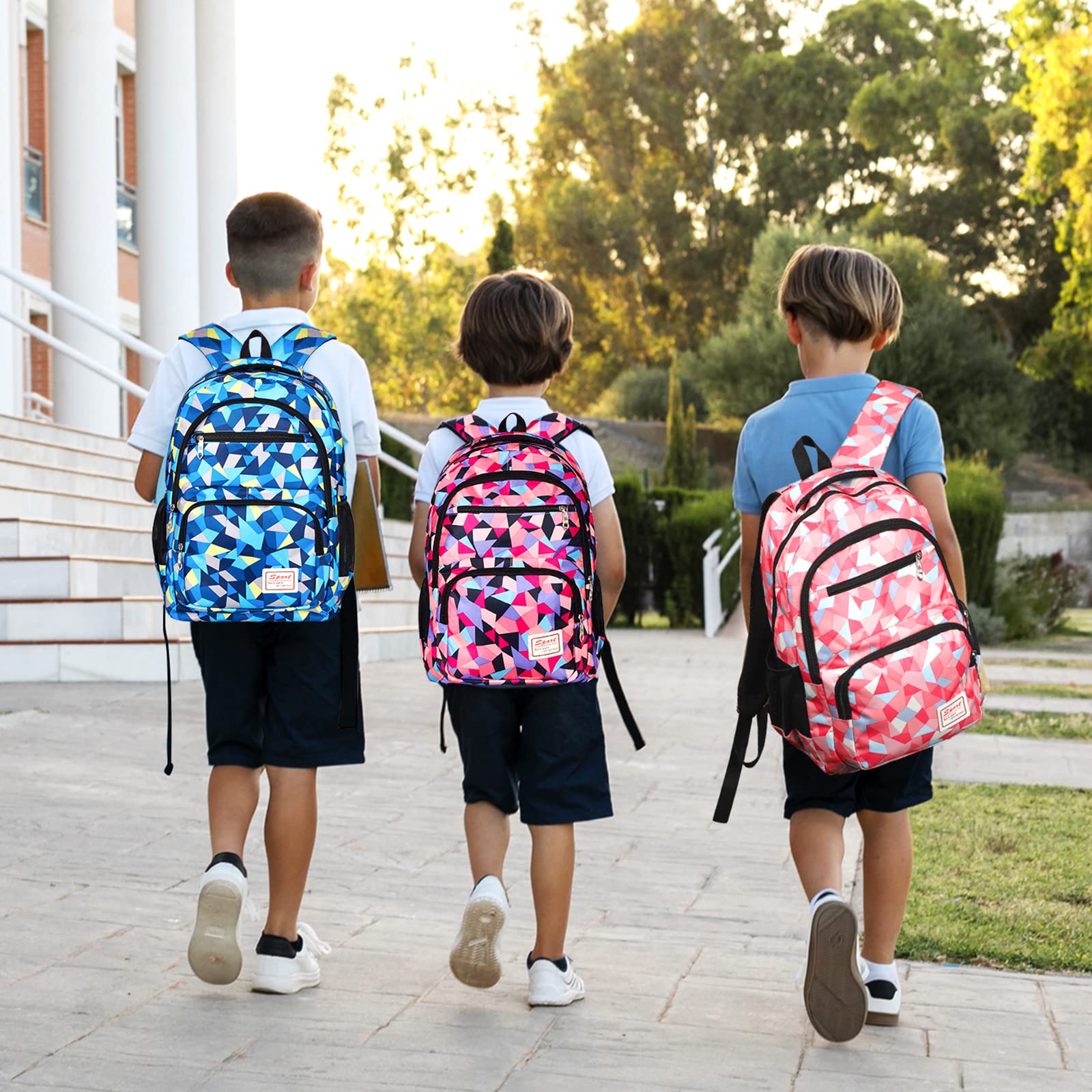 Mochila Escolar Infantil para Niña Niño, 3 Piezas Mochilas Escolares Adolescentes Set, Backpack Mochila Colegio Impermeable con Bolsa de Almuerzo y Estuche para Lápices, Morado