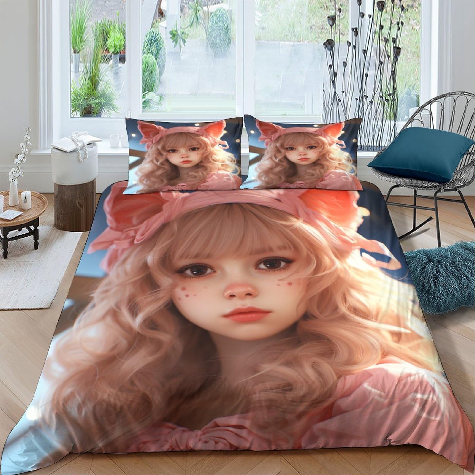 Housses de couettes 200x200cm anti-plis en microfibre douce