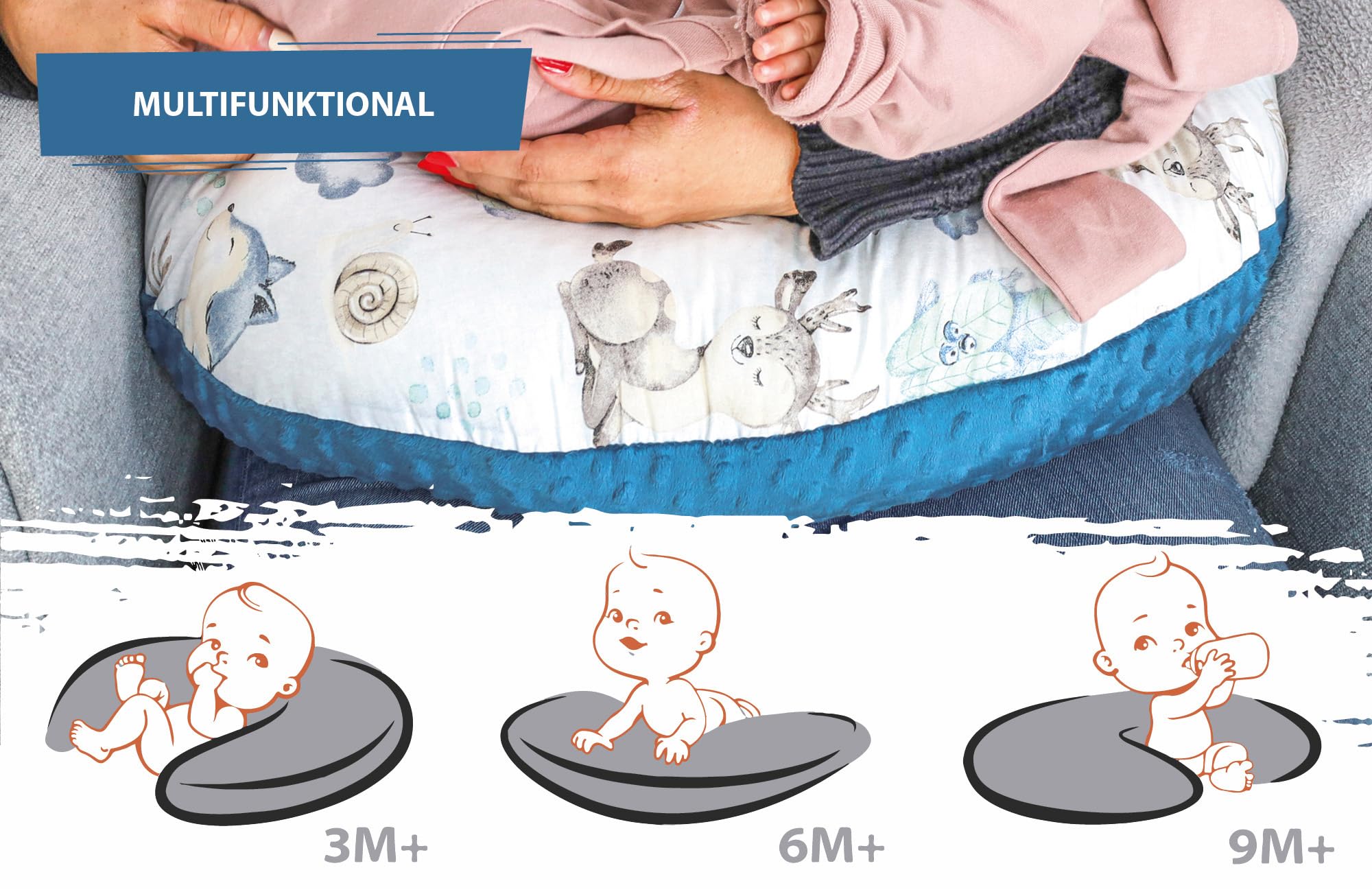 Coussin D’allaitement Compact 120 Cm – Mousse Mémoire De Forme, Sangle Réglable, Pour Voyage, Sommeil, Maternité