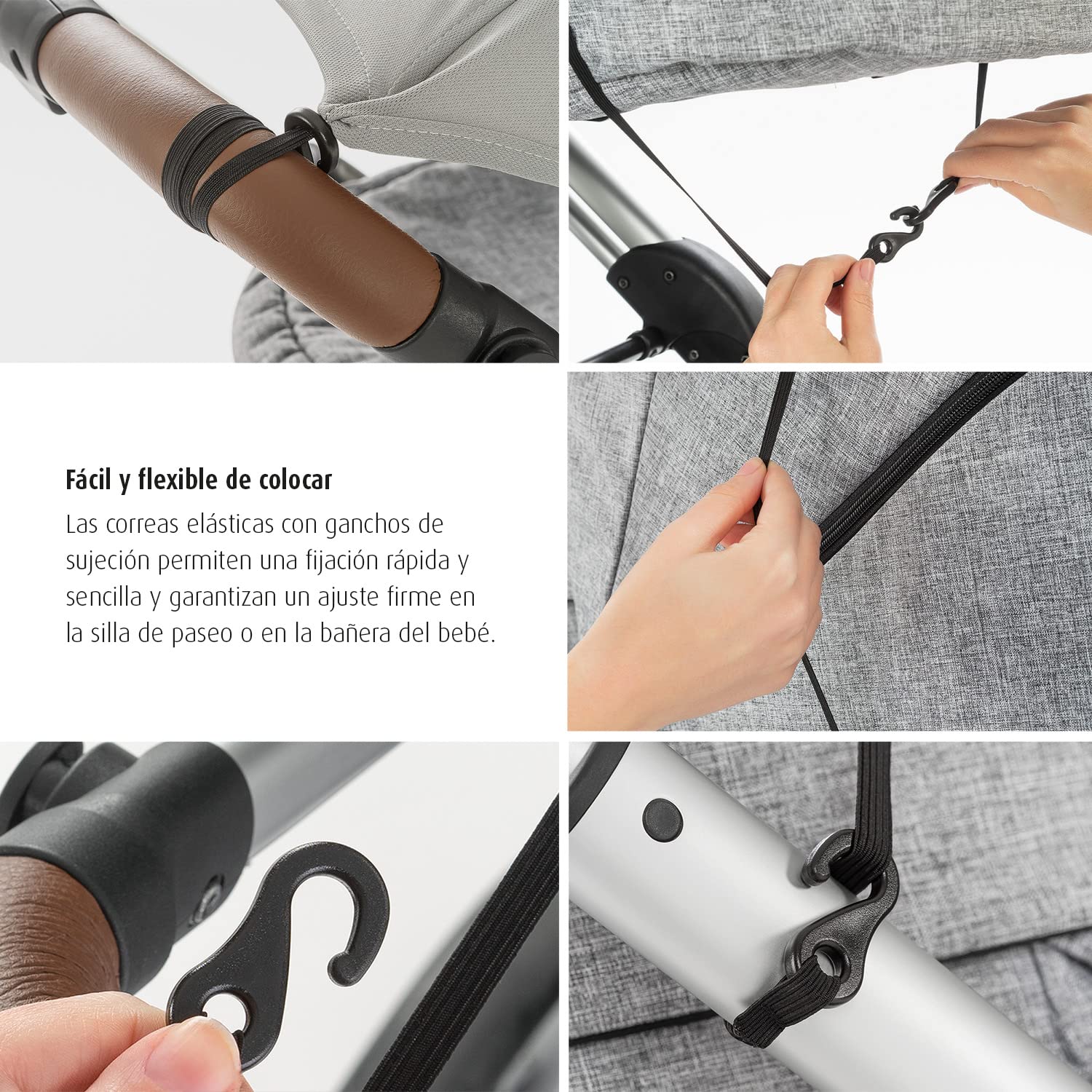 reer ShineSafe - Toldo y paño para cochecito de bebé, color gris