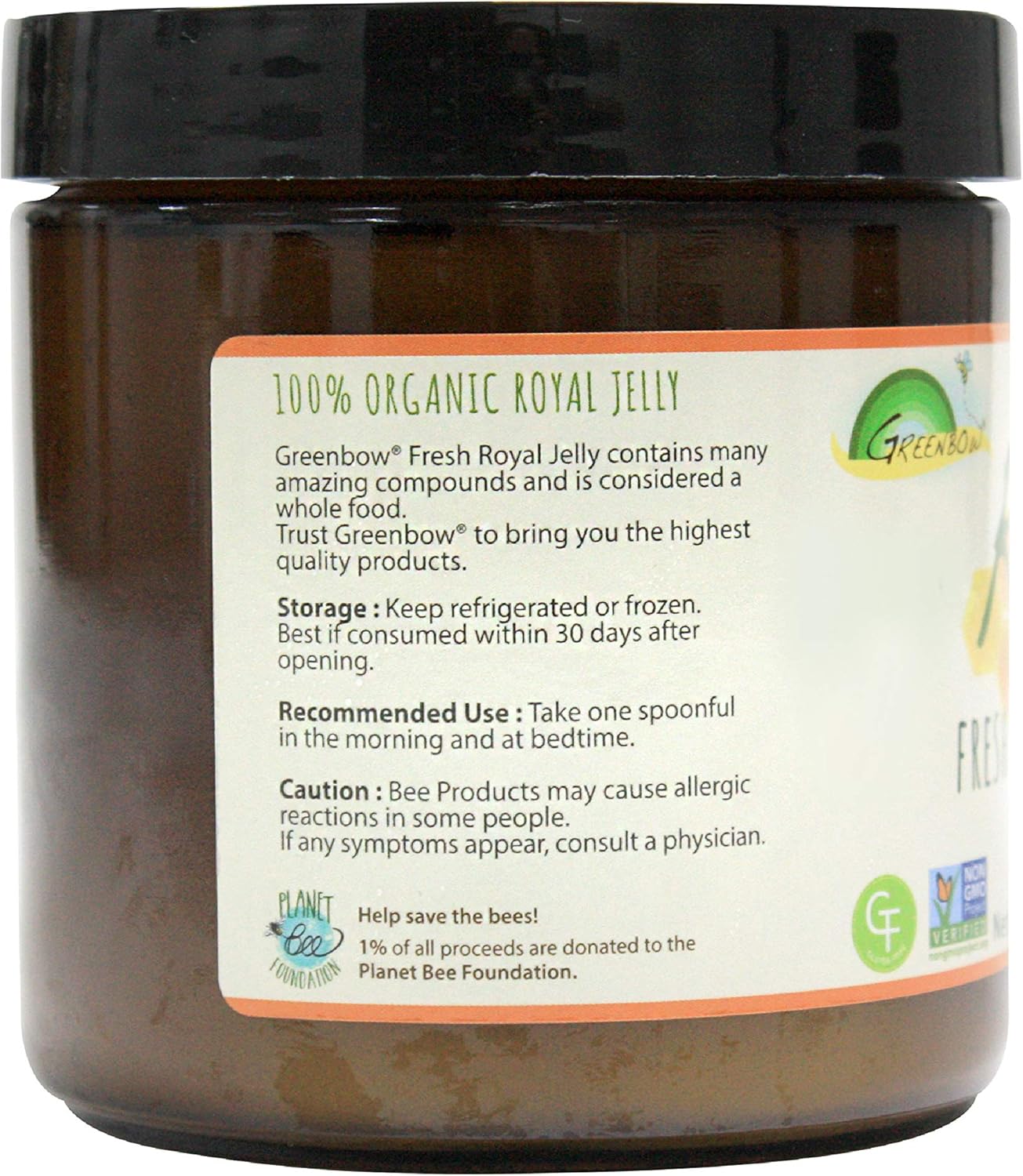 Greenbow Organic Fresh Royal Jelly - 100% USDA Certified Organic, Non-GMO, Halal, Pure, Gluten Free - One of The Most Nutrition Packed - (453g)