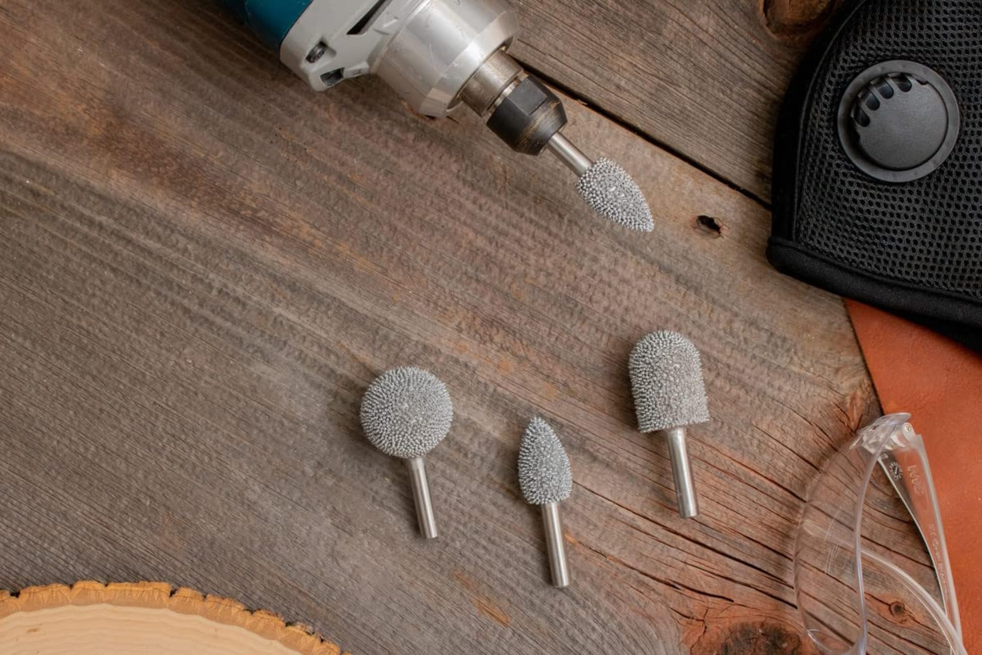 Kutzall 3-tlg. Rotationsfräser-Kit - ¼" Schaft, grob - Holzbearbeitungsaufsatz für Bosch, DeWalt, Makita, Milwaukee Werkzeuge - Strukturiertes Hartmetall