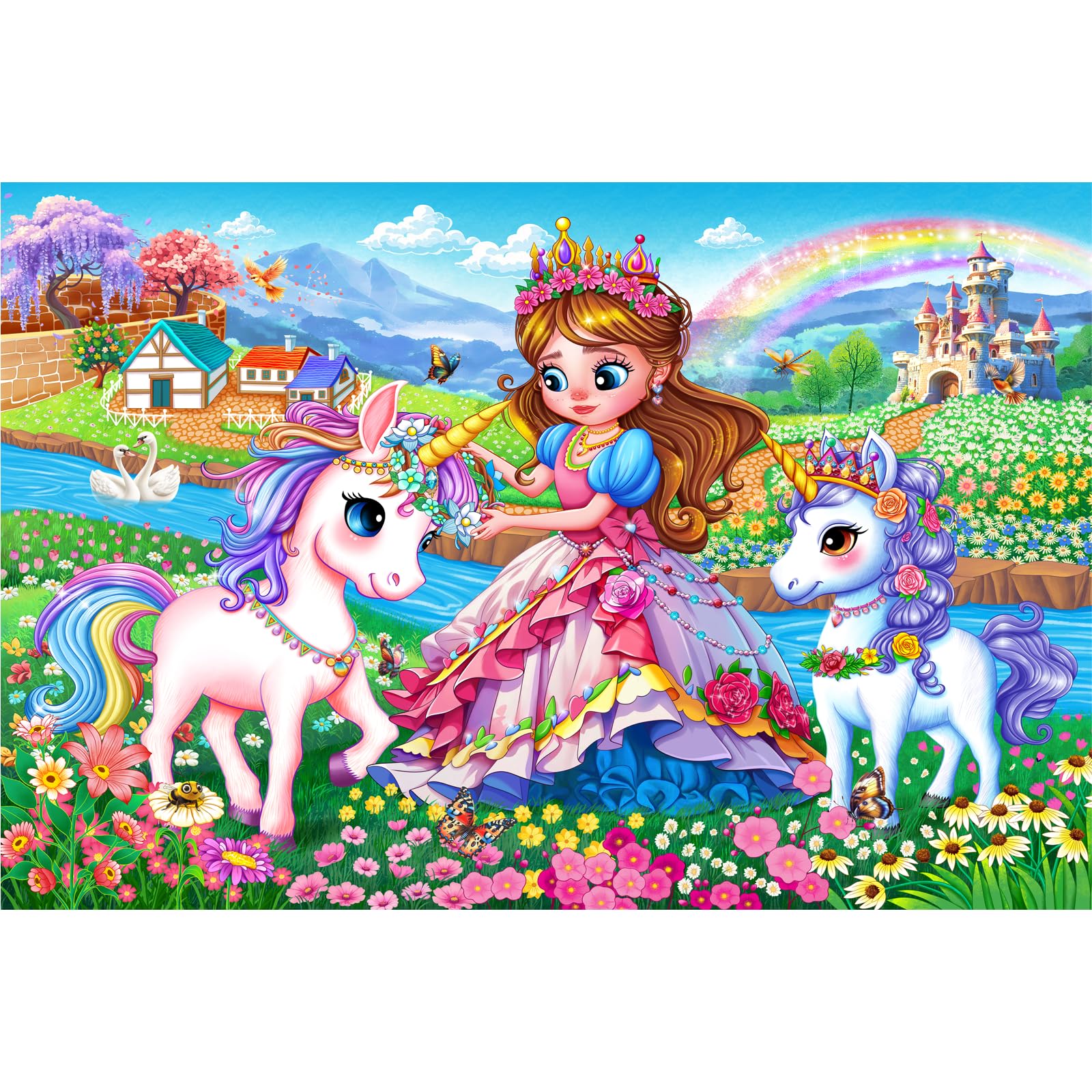 HUADADA 100 Piece Jigsaw Puzzles for Children, Kids Ages 4-8, Magic Princess Theme