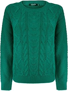 TOP VENDOR New Ladies Womens Cable Knit Long Sleeves Knitted Jumper Over Size Sweater Top 8-14