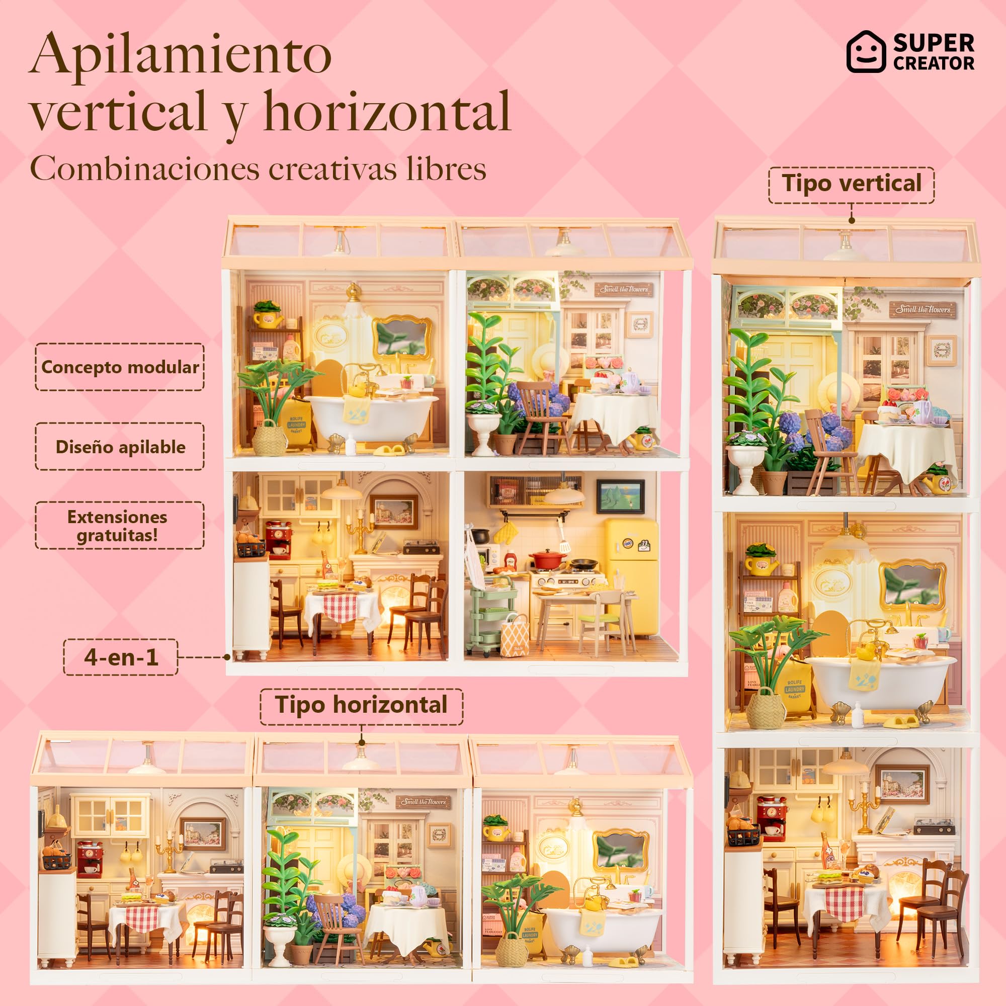 Rolife Super Creator Maquetas DIY Miniature House Kit Casas Miniaturas para Montar Maquetas Madera para Construir Adultos