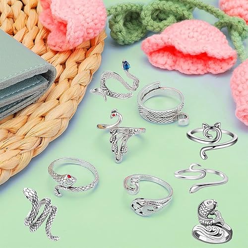 Miniatura 6 de 9 anillos de ganchillo  Anillo de tensión de ganchillo ajustable, guía de hilo de dedo, anillos de tensión para tejer, anillo de compañero de