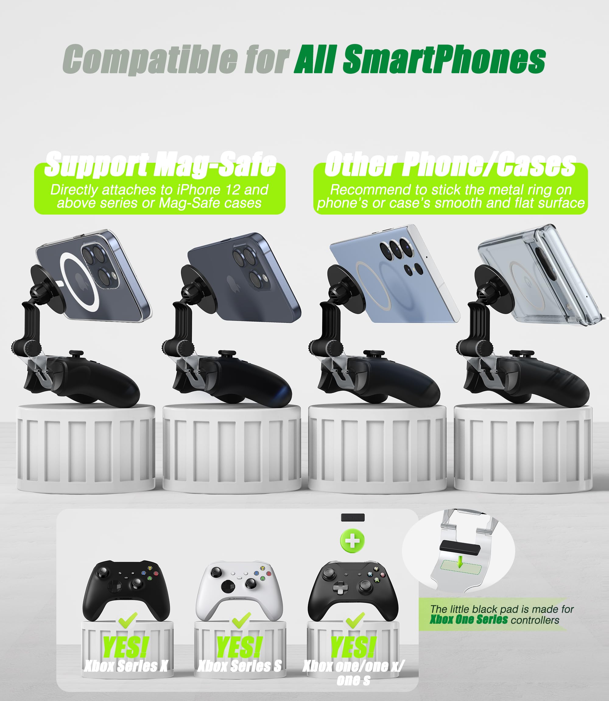 Clip di Montaggio per Telefono Controller Magnetico Compatibile per Controller Xbox Series X/S, Supporto Mag-Safe Regolabile Accessori perTelefoni Gioco in Streaming Remoto - Nero