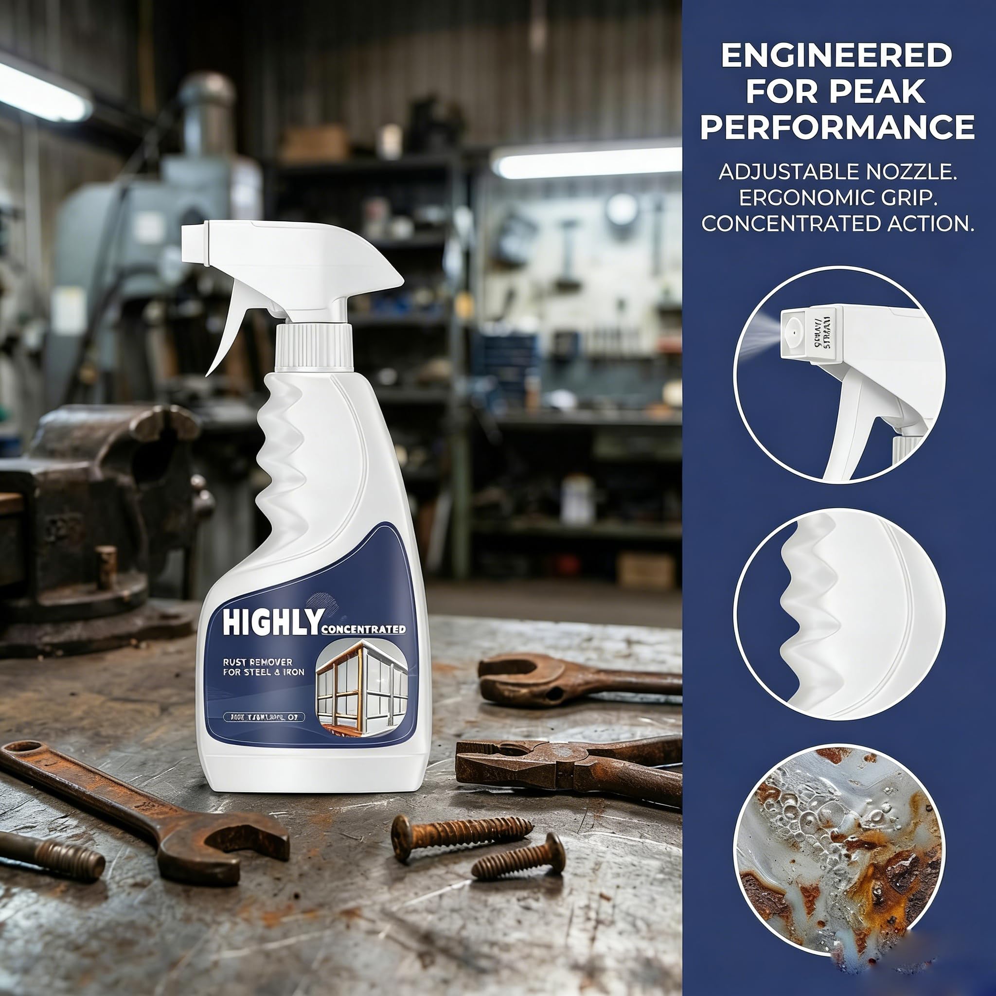 Rust Removal Spray - Highly Concentrated Rust Remover for Metal,Heavy Duty MetalRust Remover,Anti Rust Spray for Metal,Multipurpose Highly Effective AntiRust Converter Sprays for Steel & Iron — view 6