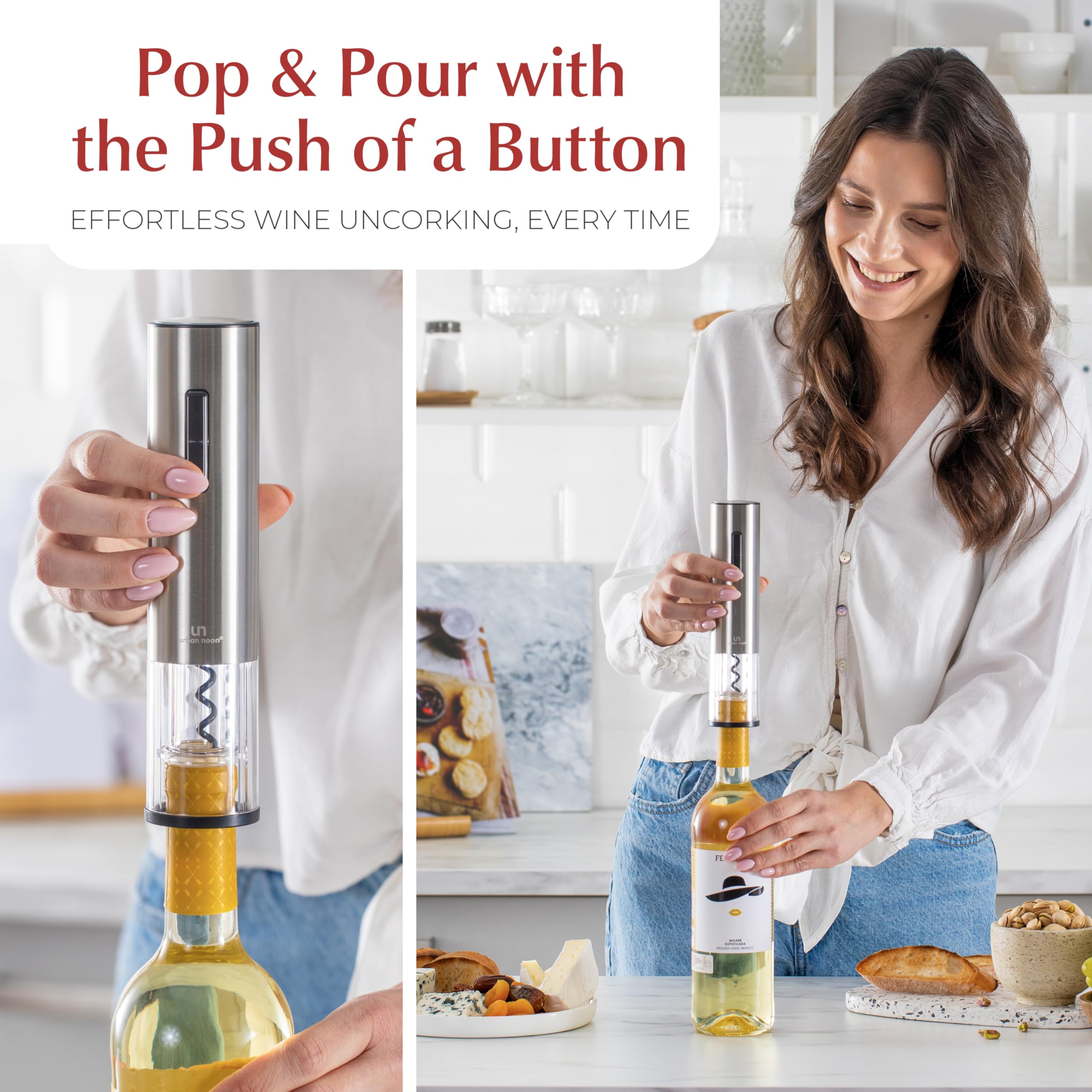 Juego de abridor eléctrico de vino – Kit de abridor de botellas de vino con sacacorchos recargable y aireador a batería – Abridor automático de tornillos de corcho para botellas de vino 4