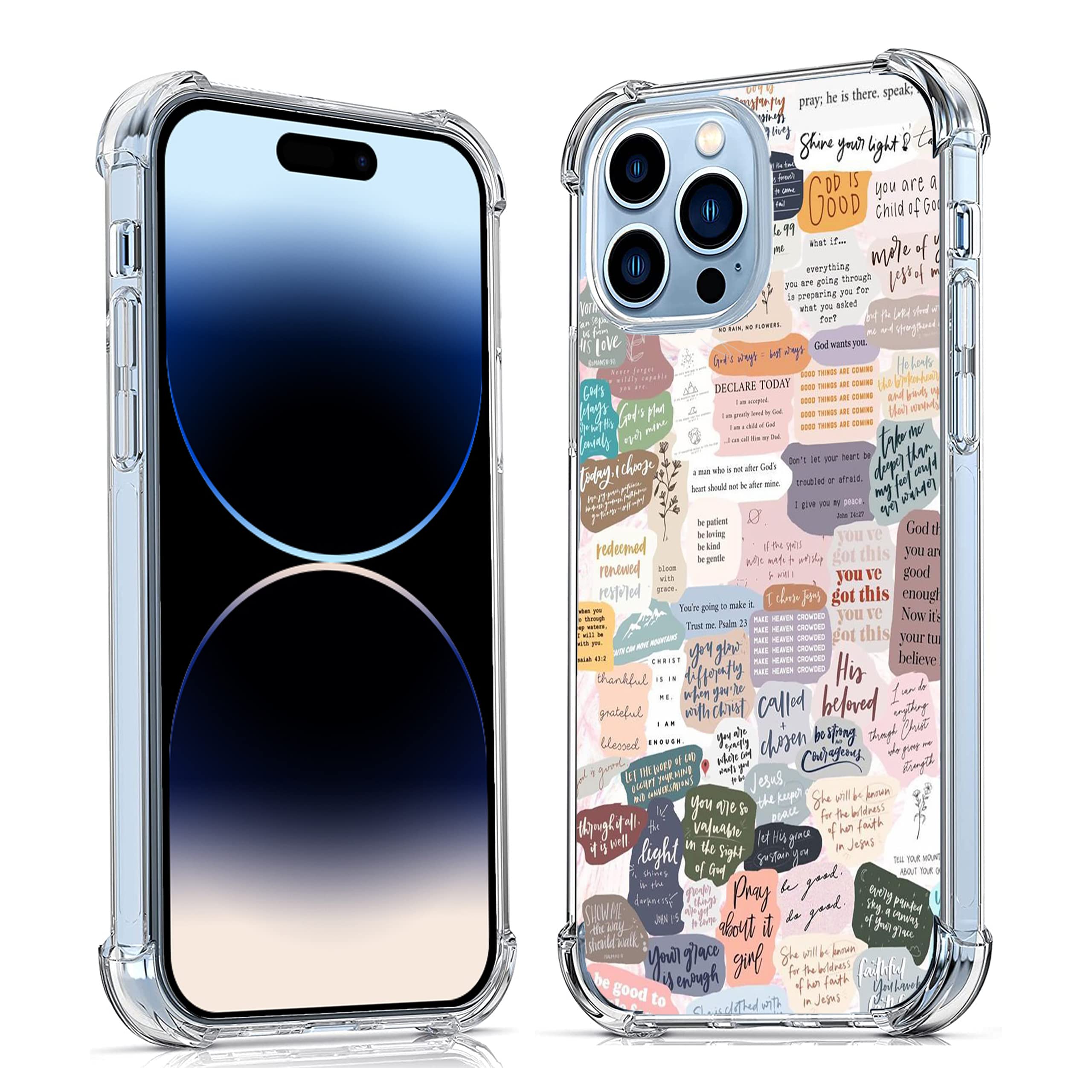 Bible Verses for iPhone 14 Pro Case,Christian Jesus Quotes Collage Pattern for Christians,Trendy Soft TPU Protective Case Compatible with iPhone 14 Pro