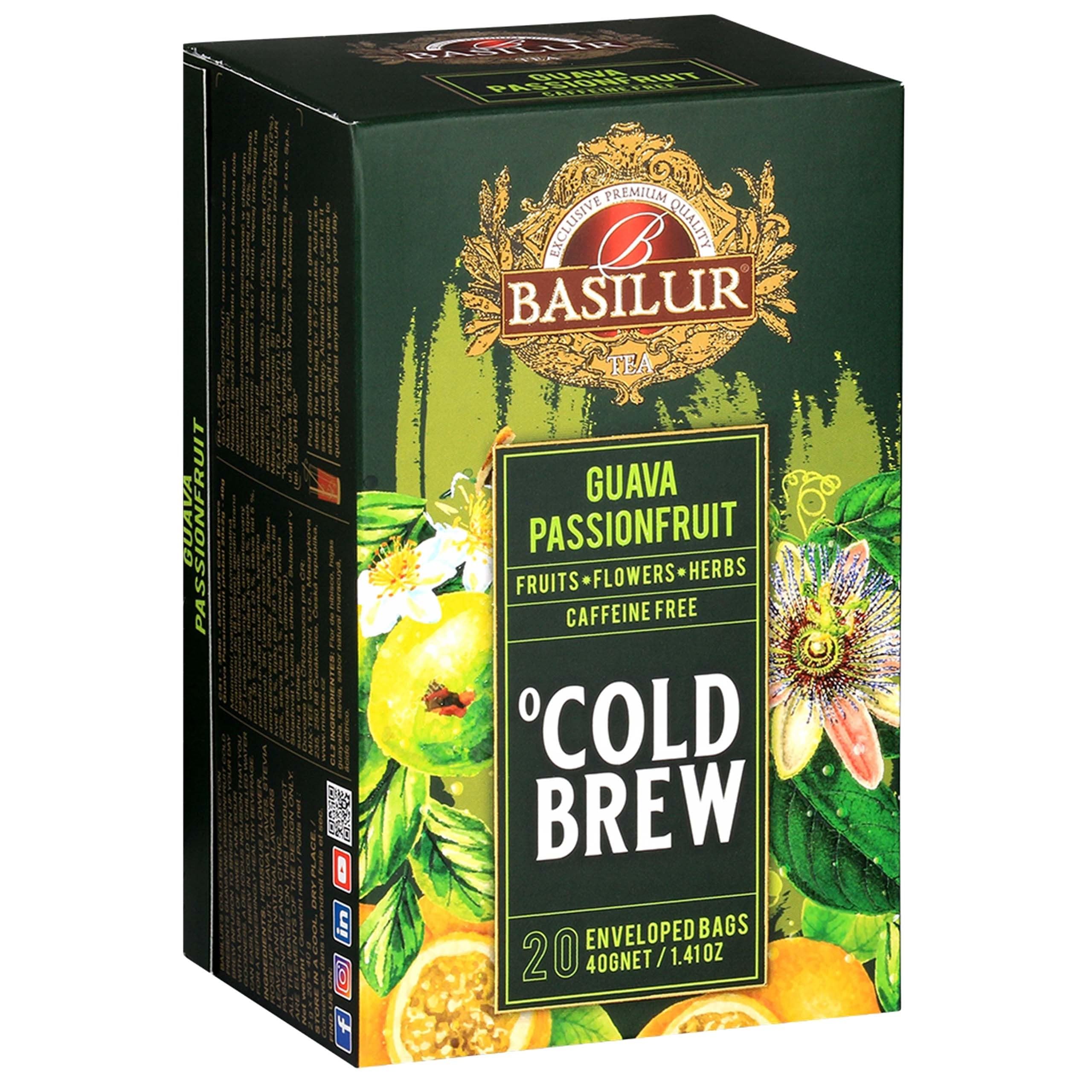 BASILUR Cold Brew - Té descafeinado de frutas con sabor a fruta de la pasión y cítricos, té frío en bolsitas 20 x 2 g (1)