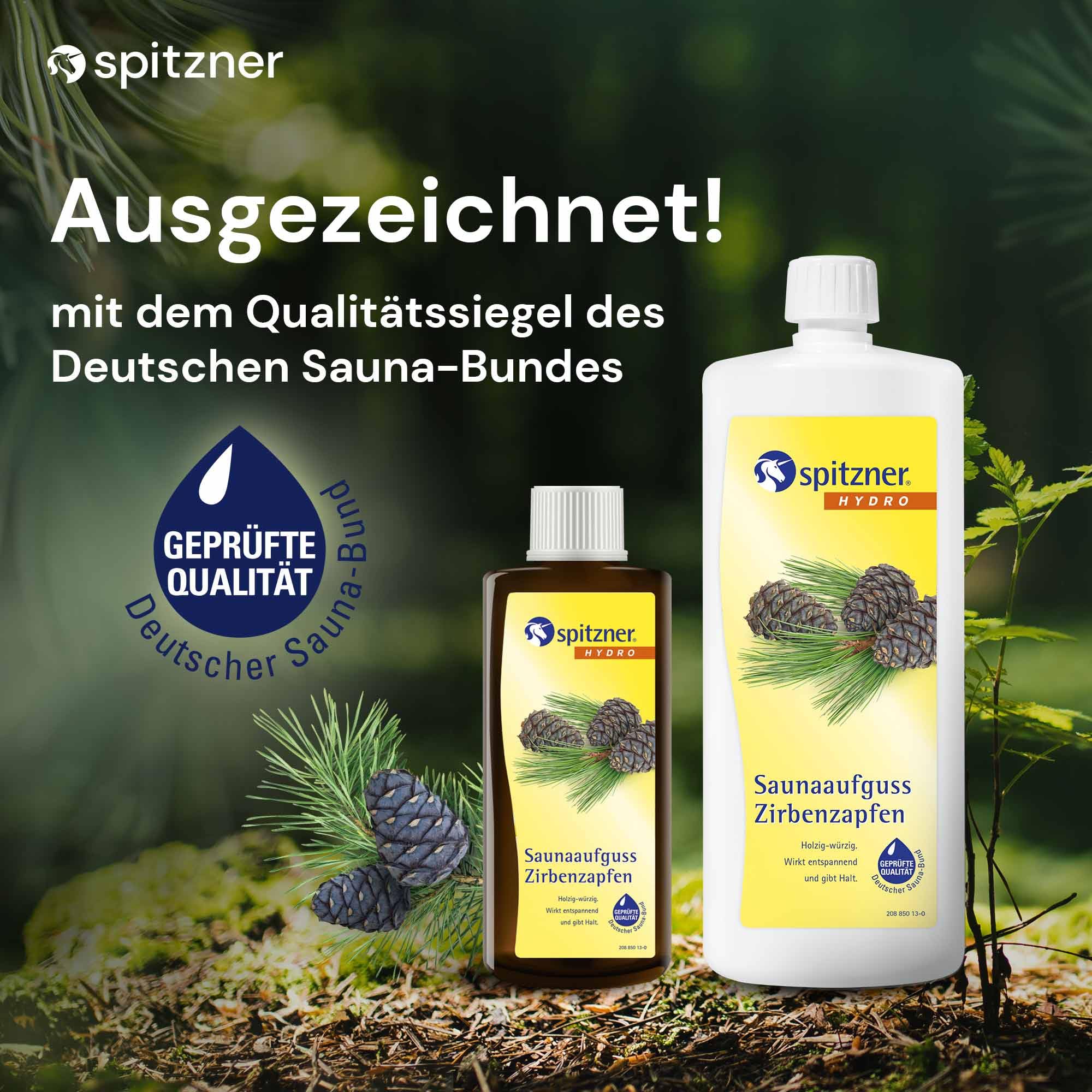 spitzner Saunaaufguss Zirbenzapfen 1 L (1000 ml) Hydro Sauna Aufguss Konzentrat