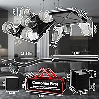 Vista 2 de Juego de 5 ruedas resistentes para muebles con ruedas de goma silenciosas, rotación de 360° con freno, capacidad de carga de 1000 libras, elevador