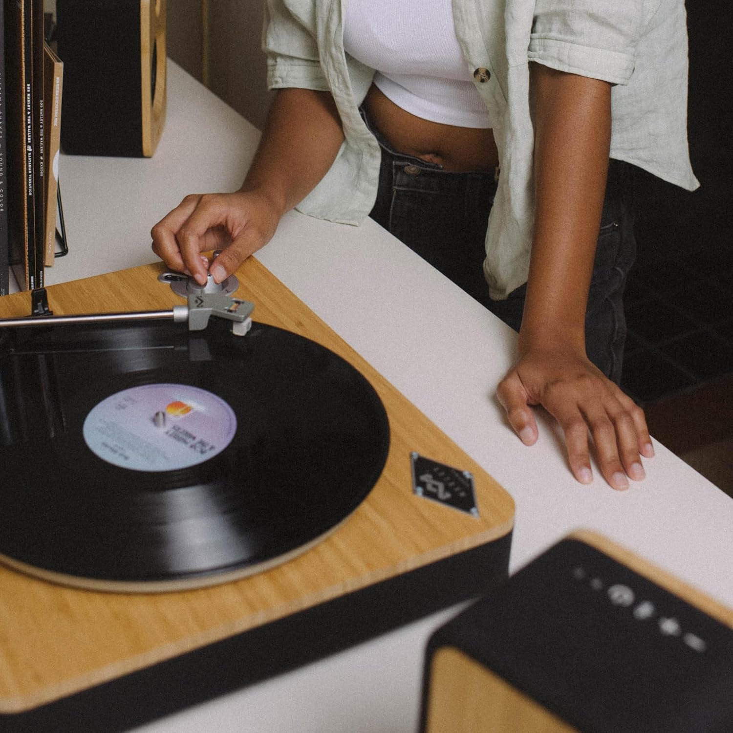 House of Marley Stir It Up Wireless Turntable: Vinyl Record Player with Wireless Bluetooth Connectivity, 2 Speed Belt, Built-in Pre-Amp, and Sustainable Materials - Image 2
