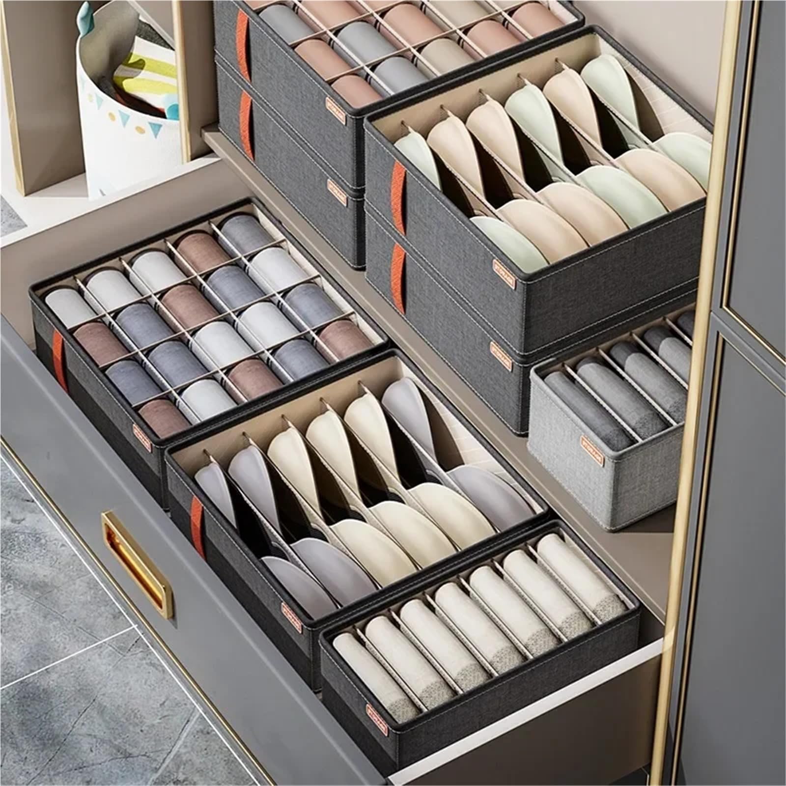 Armario for dormitorio, cajón, organizador de ropa interior, calcetines, sujetador, cajas almacenamiento, armario, pantalones(3PCS-SET6)