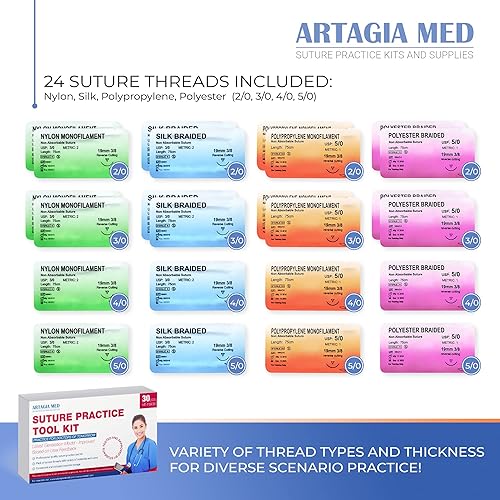 Miniatura 2 de Kit de herramientas de sutura e hilos con aguja instrumentos de acero inoxidable de alta calidad perfectos para la práctica de sutura  Incluye video