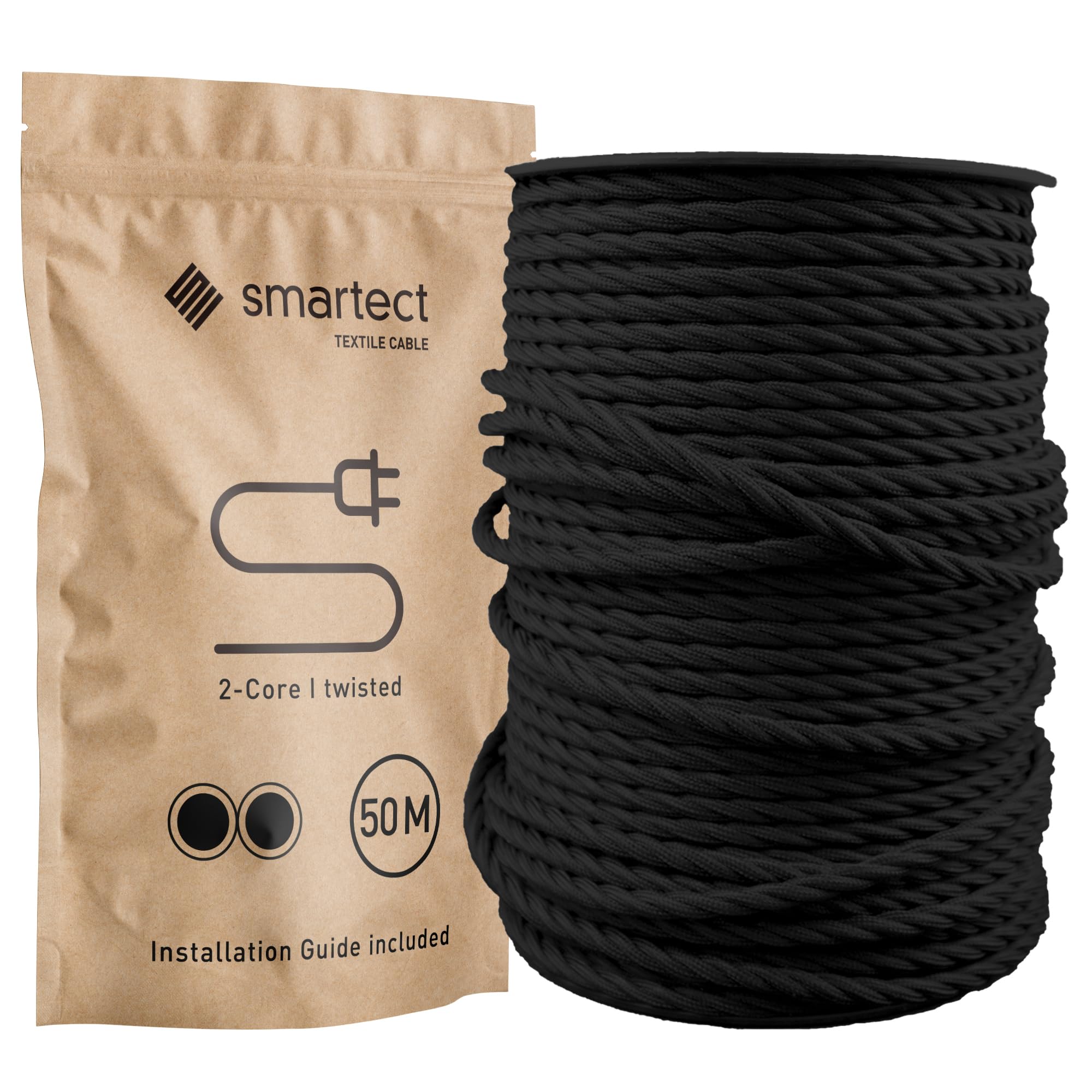 smartect Braided Cable twisted, Black