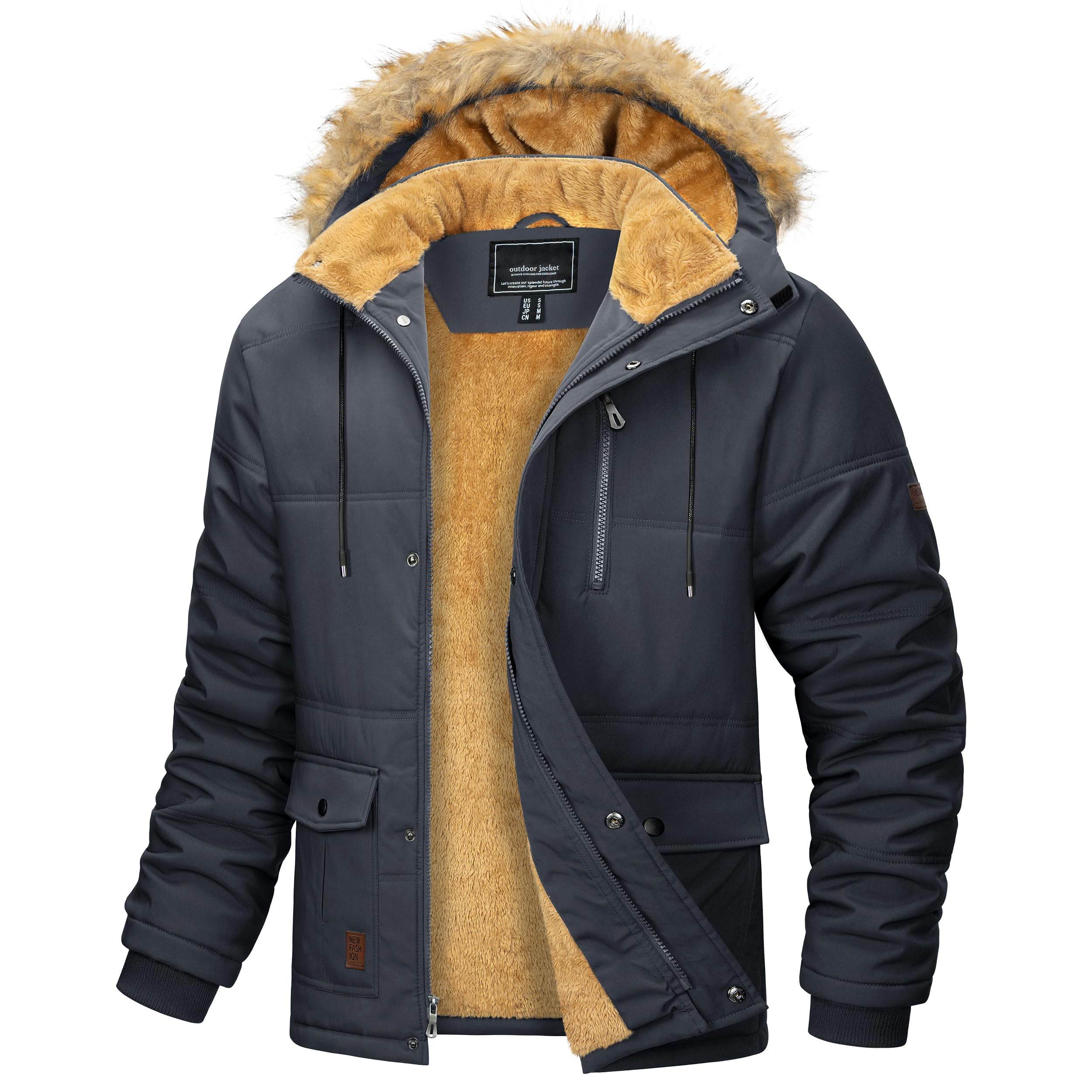 Winter Herren Dicke Kapuzen-parka Mit Fütterung, Streetwear-stil Fitnesskleidung