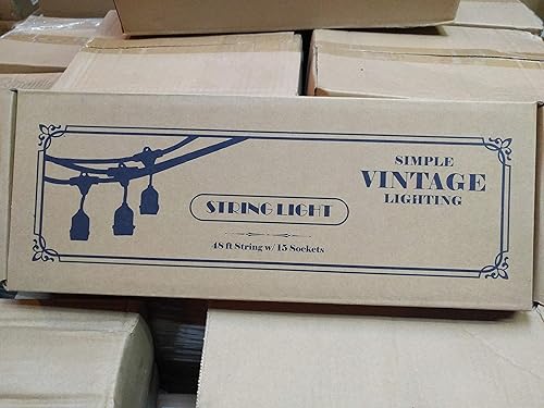 Miniatura 5 de Tira de luces para exteriores de 48 pies con 15 enchufes colgantes, base E26, luces de patio resistentes a la intemperie para patio trasero, porche,