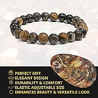Vista 180 de Pulsera de turmalina negra, pulsera de cristal curativo natural para mujeres y hombres, pulsera de cuentas redondas de 0.315 in para espiritual