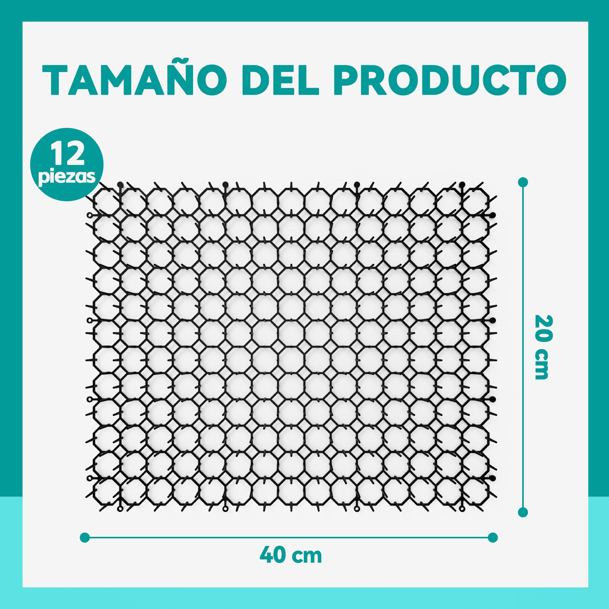 40 x 20 cm - Rejilla Pinchos Anti Gatos Pinchos para Gatos Exterior,Repelente para Gatos, Estera Disuasoria para Gatos, Perros(12 Unidades)