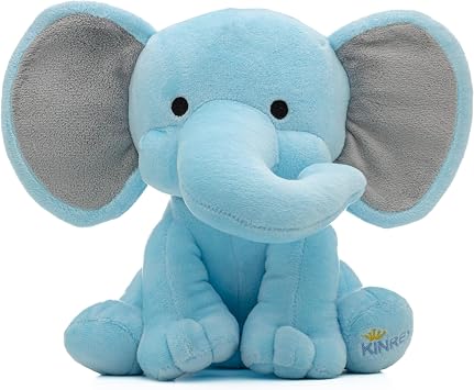 KINREX Elephant Stuffed Animals Stuff Animal Plush Toy for Babies Girls Boys, Elephants Plushie Teddy Bear Toys for Birth Stats Baby Shower Infant Newborn Boy & Girl, Blue Measures 9 Inches