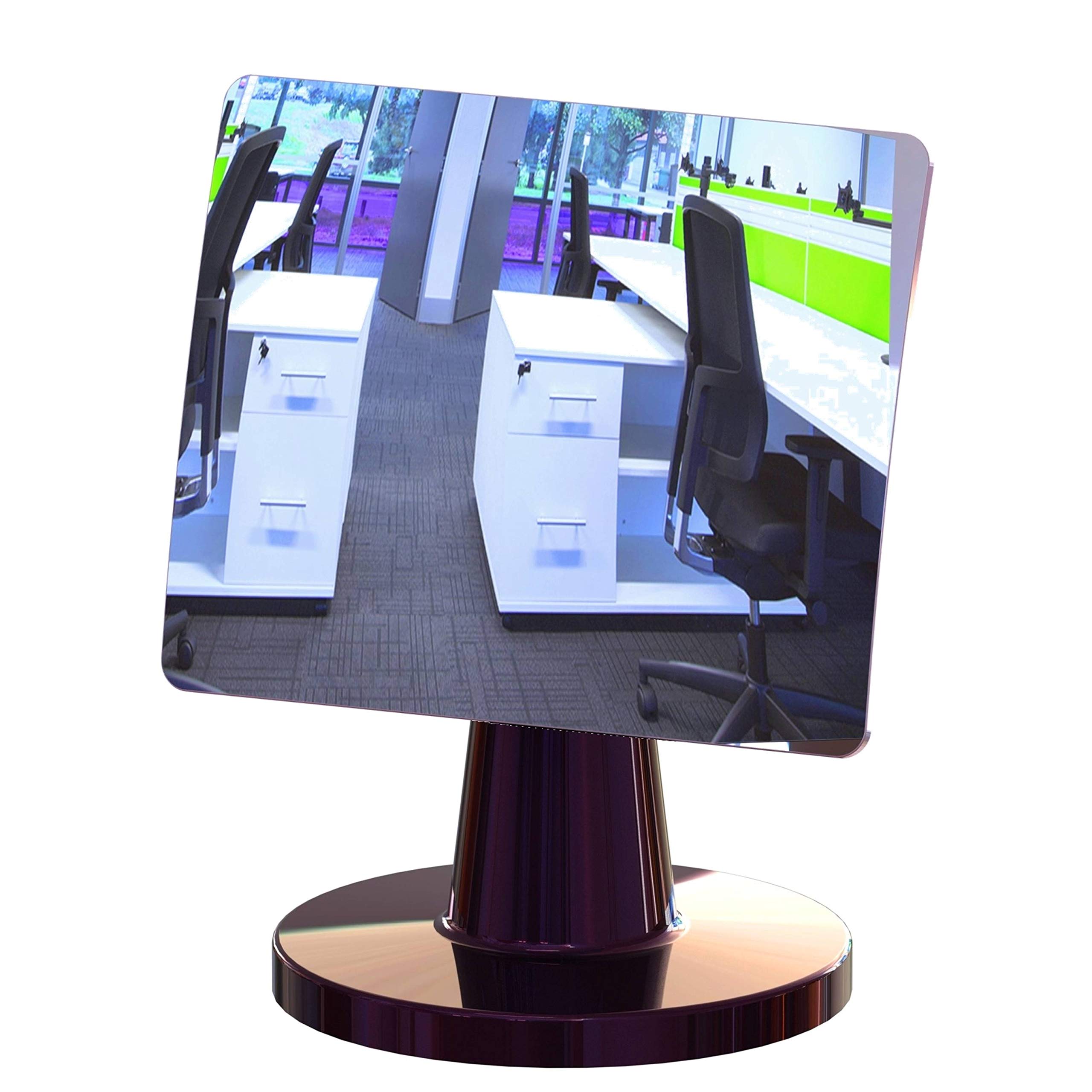 Desk and Cubicle Mirror to see behind you, CONICAL SHAPED Stand with detachable Wide Angle real glass Mirror, SMALL & DISCRETE, beautiful design, perfect curvature for an exceptionally clear view