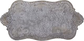 Decorative Metal Tray with Distressed Grey Finish