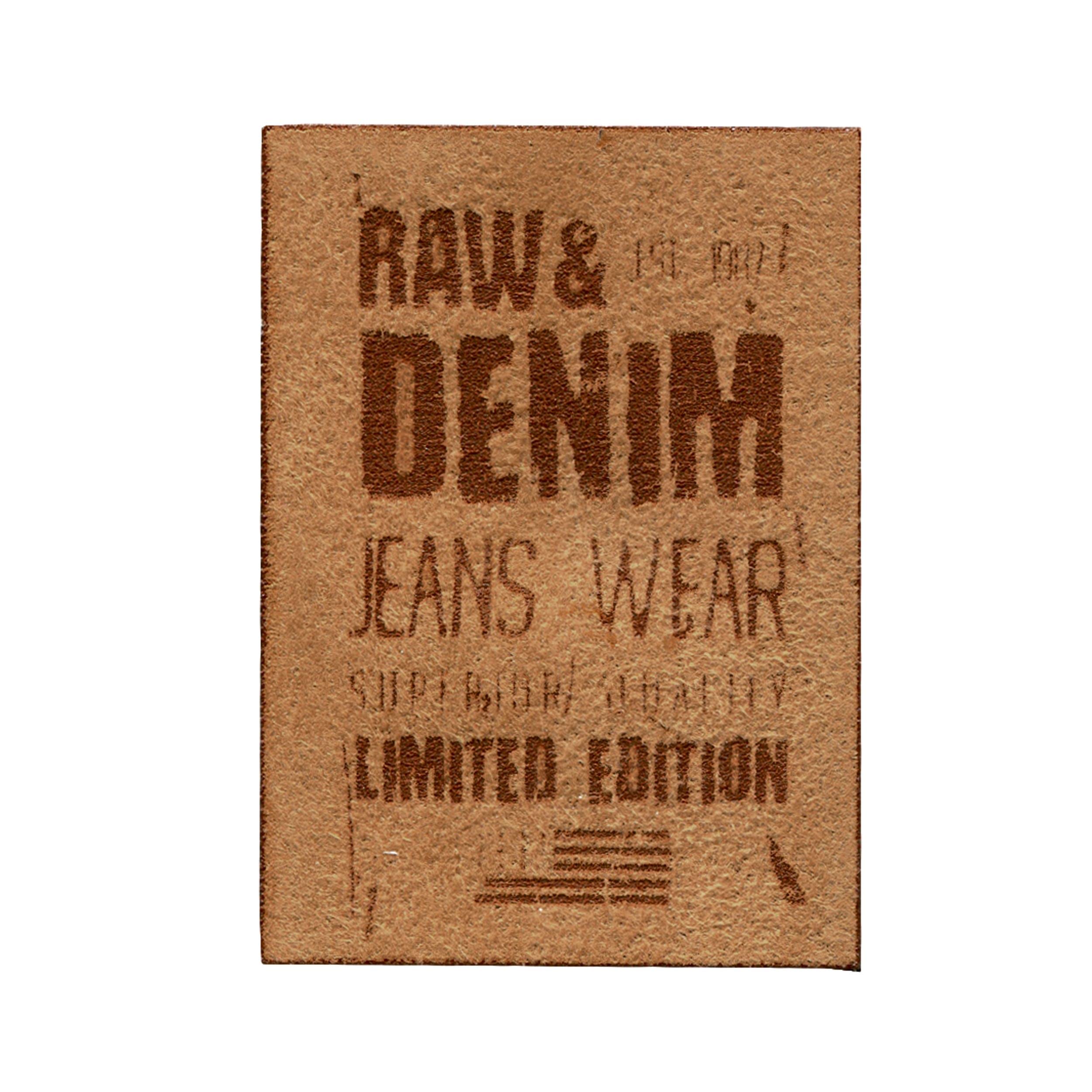 Prym 922000 Appliqué Label RAW&Denim Imitation Suede Sand, beige - Image 2