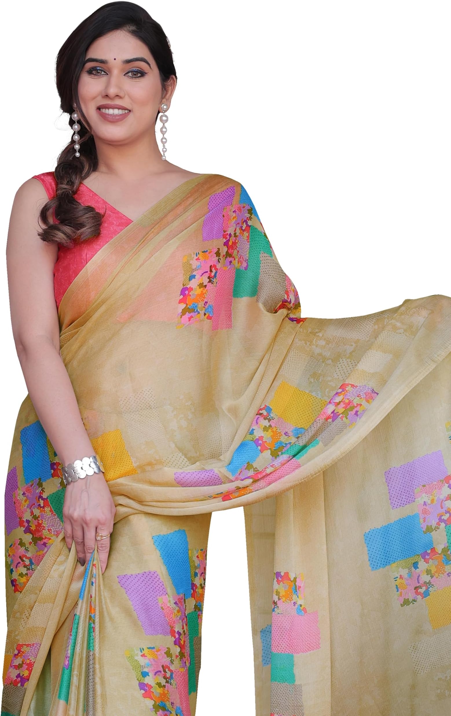 MIRCHI FASHION Women's Chiffon Floral Printed Saree with Blouse Piece