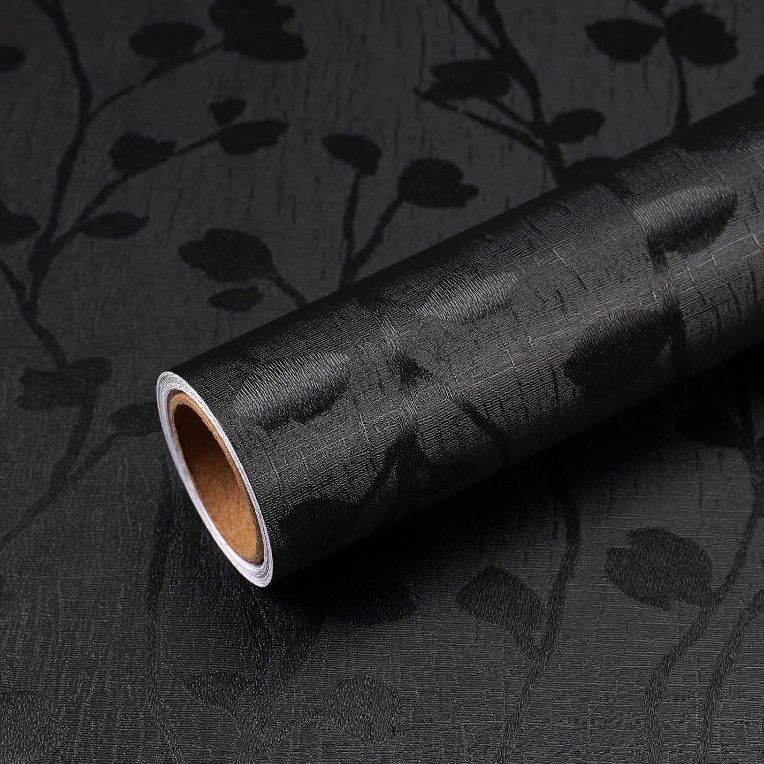 VEELIKE Black Wallpaper Black Textured Peel and Stick Wallpaper for