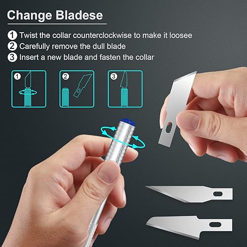 Miniatura 3 de Kit de cuchillos de precisión de 16 piezas, herramientas de cuchillos de afeitar afilados para tallar, modelar arquitectura, álbumes de recortes,