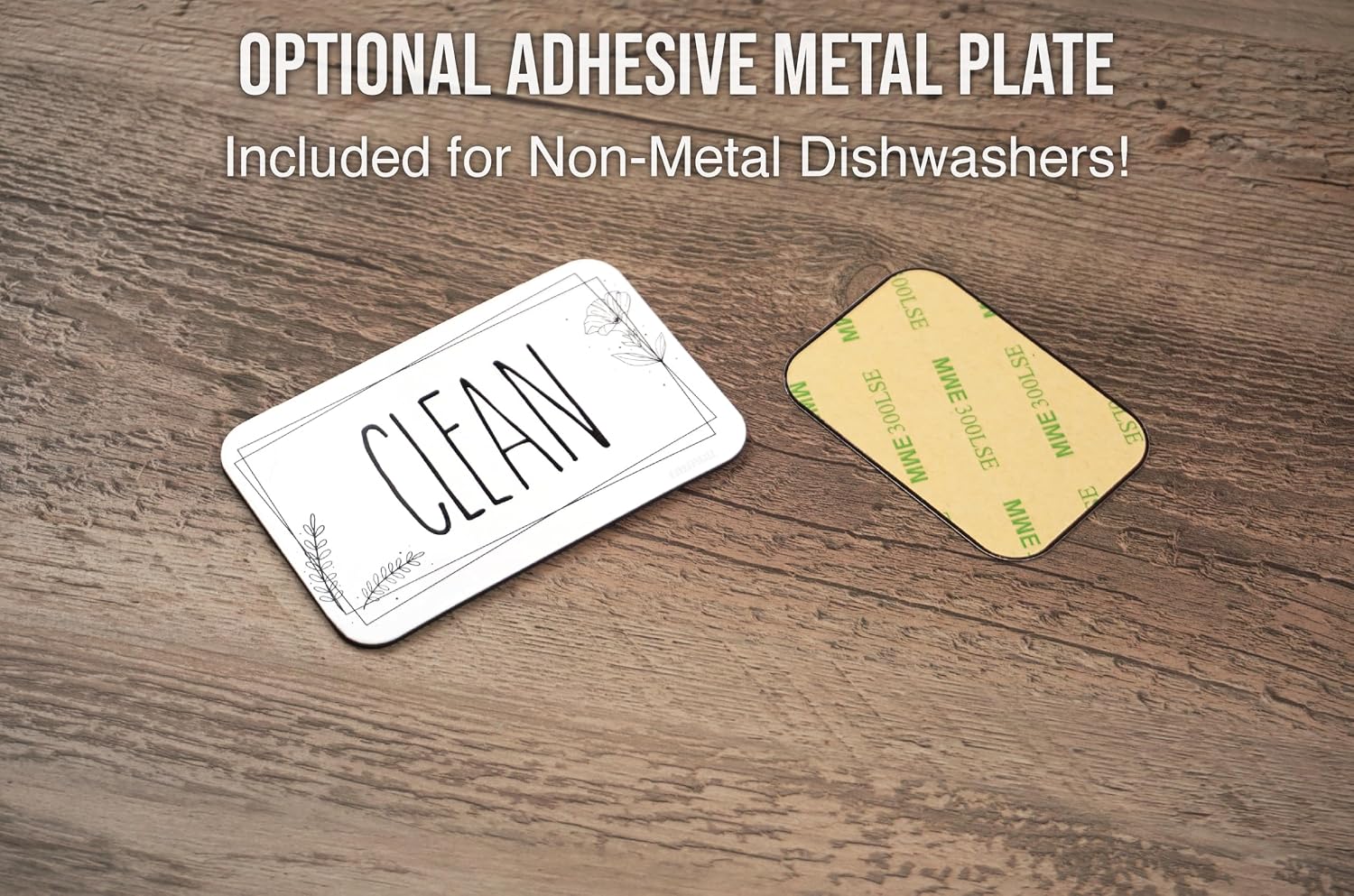 Double-Sided Dishwasher Magnet Clean Dirty Sign - Magnetic Signs That Say Clean/Dirty - Optional Metal Adhesive for Non-Metal Stainless Steel Dish Washers - Slate Blue & White