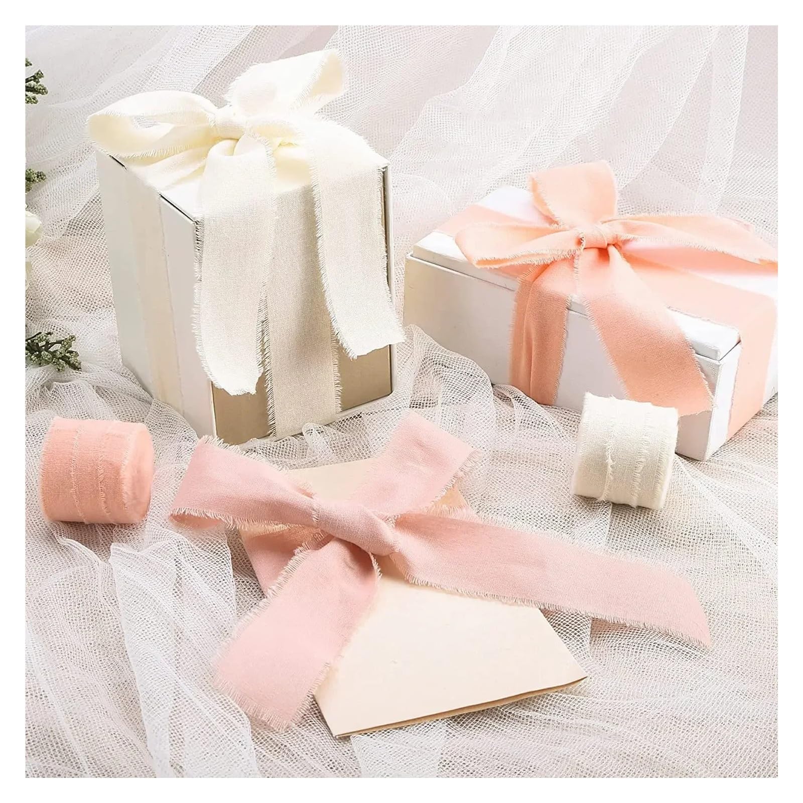 Chiffonband, 8 Stück, Chiffon-Seidenband, Fransen für Hochzeitsdekorationen, Brautsträuße, Geschenkverpackung, Schleifenherstellung für Geschenkverpackungen, Urlaubsdekoration