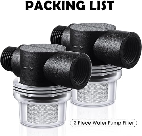 Miniatura 4 de Honoson 2 filtros de filtro de bomba de agua, repuesto para autocaravana, filtro de tubo de 12 torsión compatible con bombas WFCO o Shurflo,